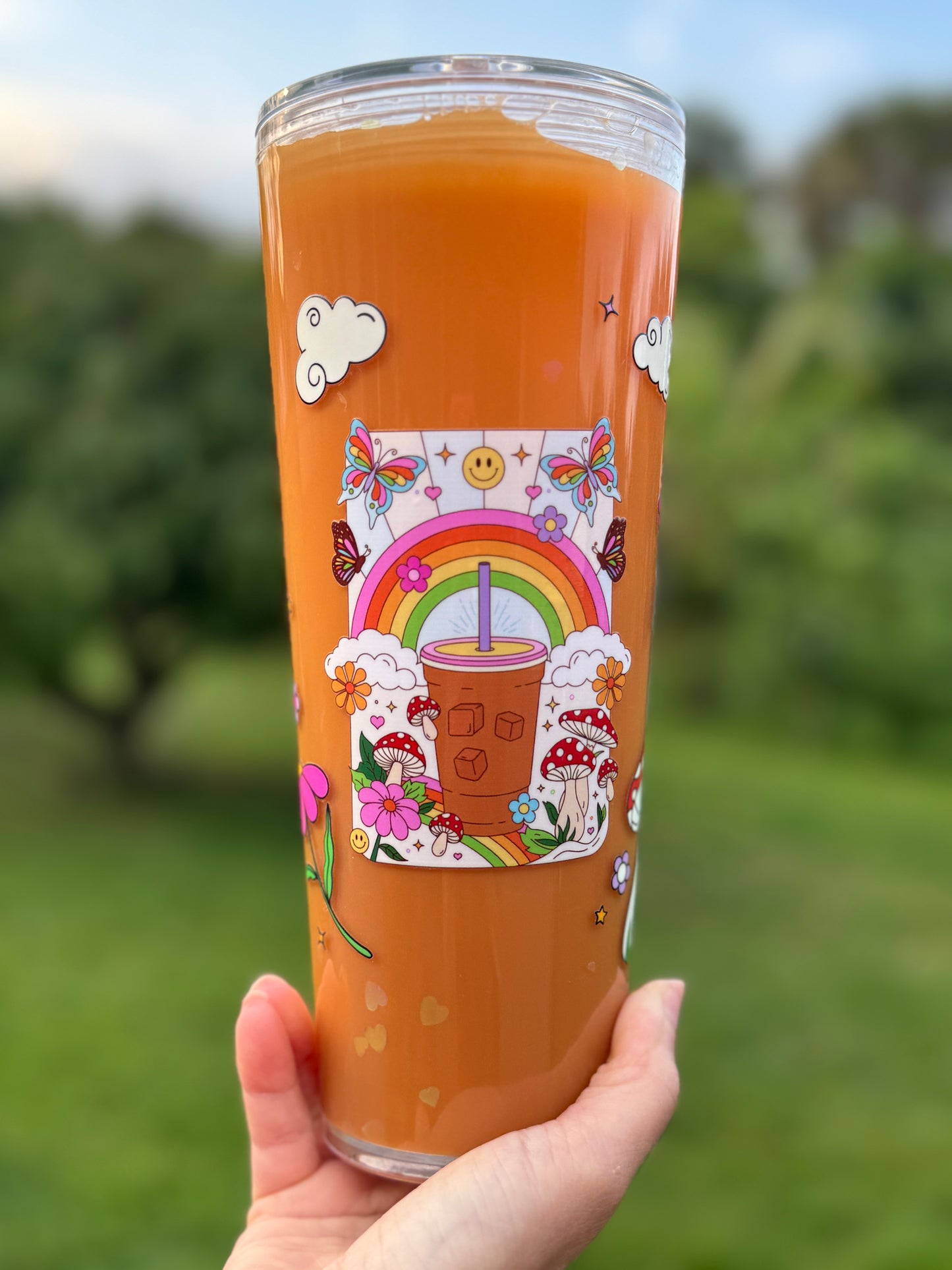 Retro Coffee 24oz 24OZ GLITTER Snow GLOBE ACRYLIC TUMBLER