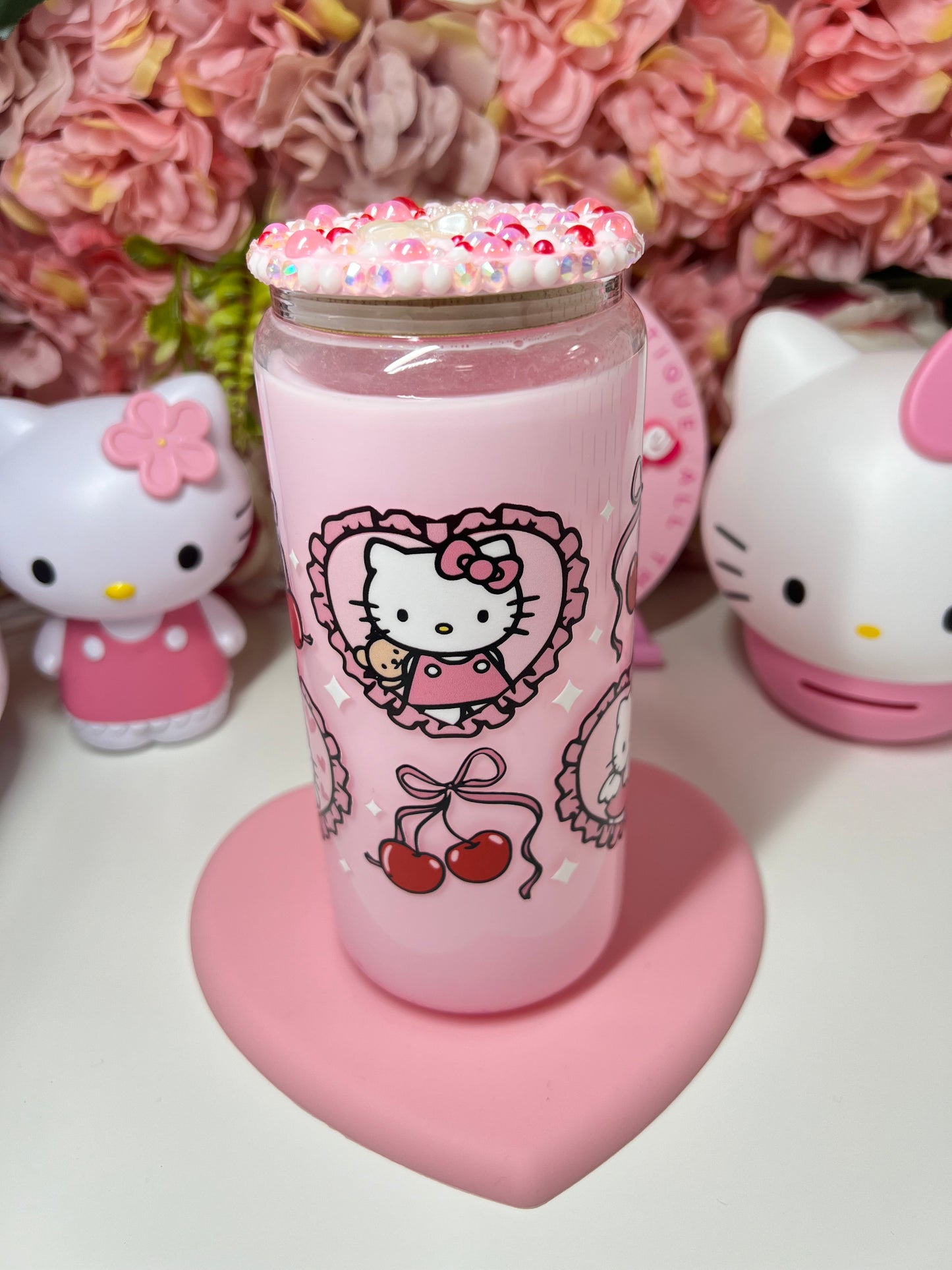 Kitty Cherry Coquette Pink Snow Globe Libby Cup