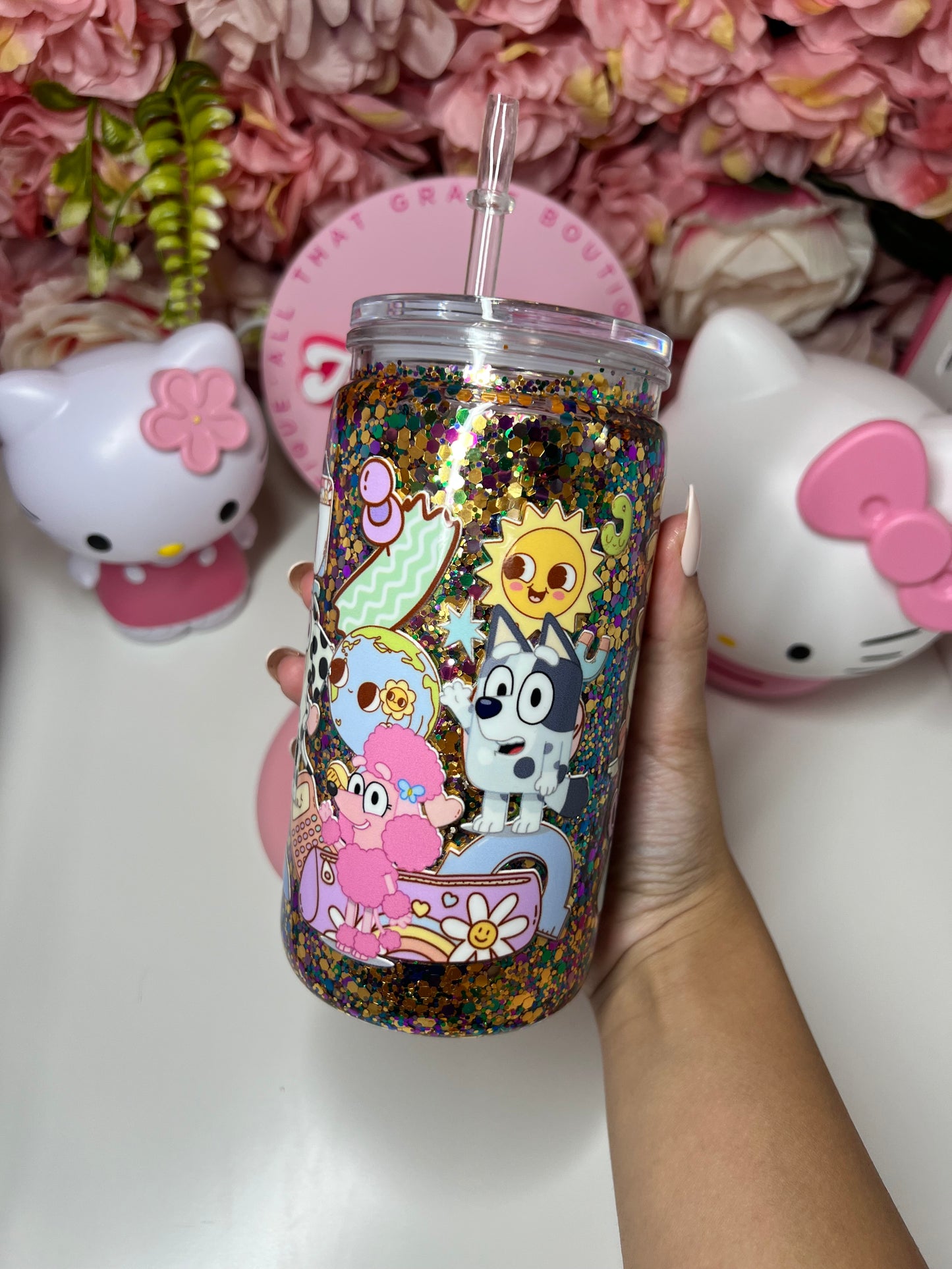 Bluey Acrylic Glitter Snow Glove Cup