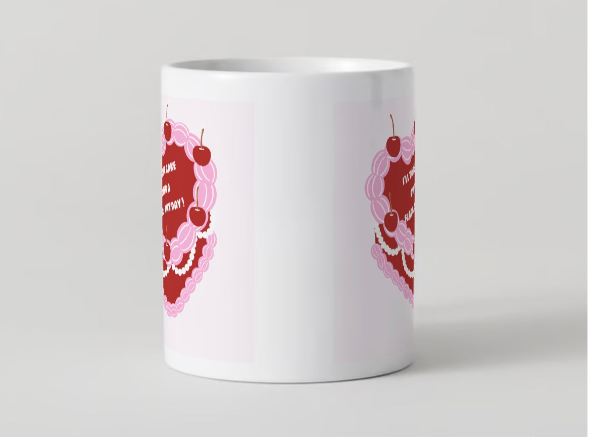 I'll Take Cake Over A Flare, Any Day Chronic Illness Coquette Cake Ceramic Mug