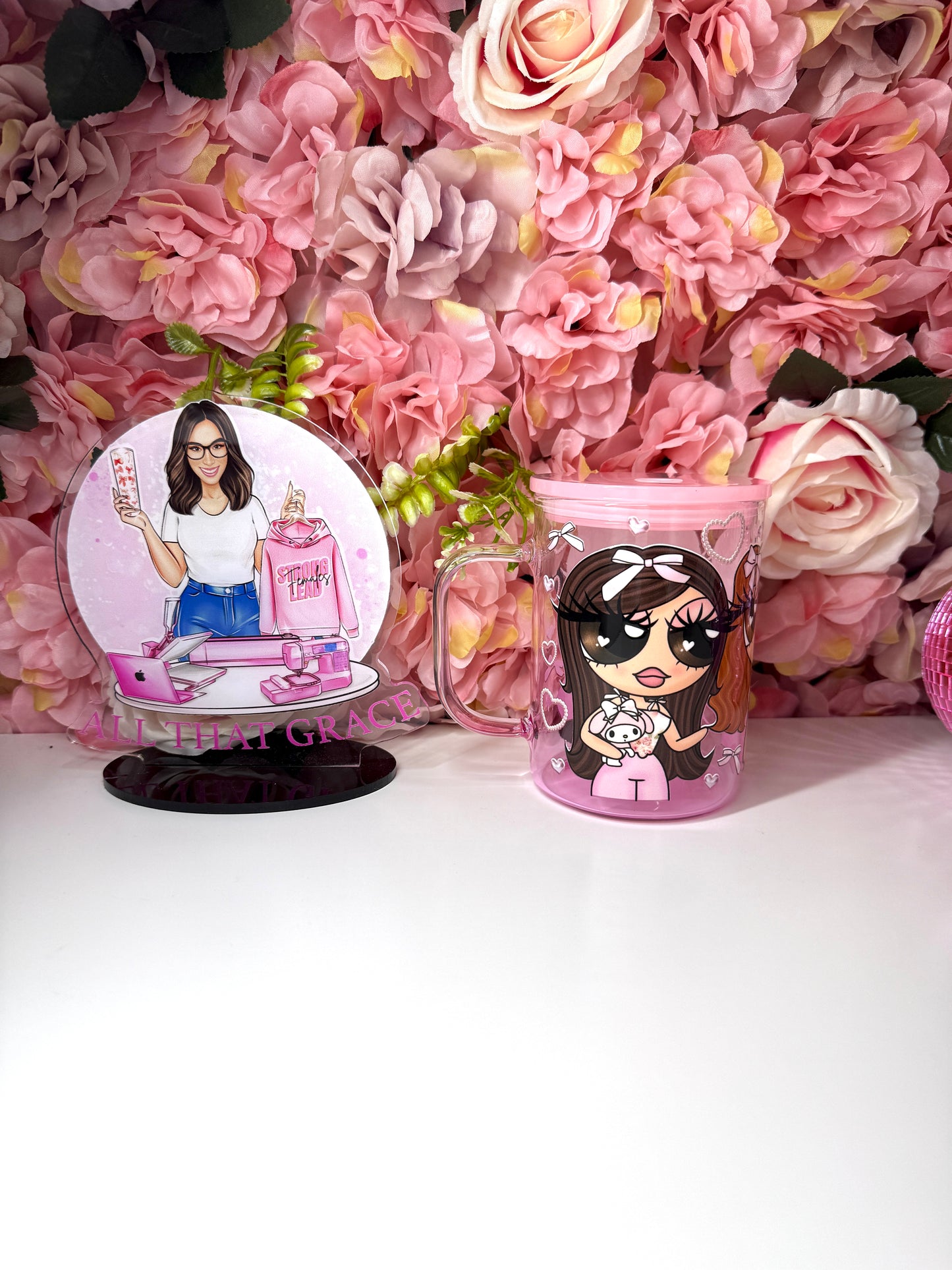 Coquette Puff Girl Retro Gradient Glass Pink Coffee Mug
