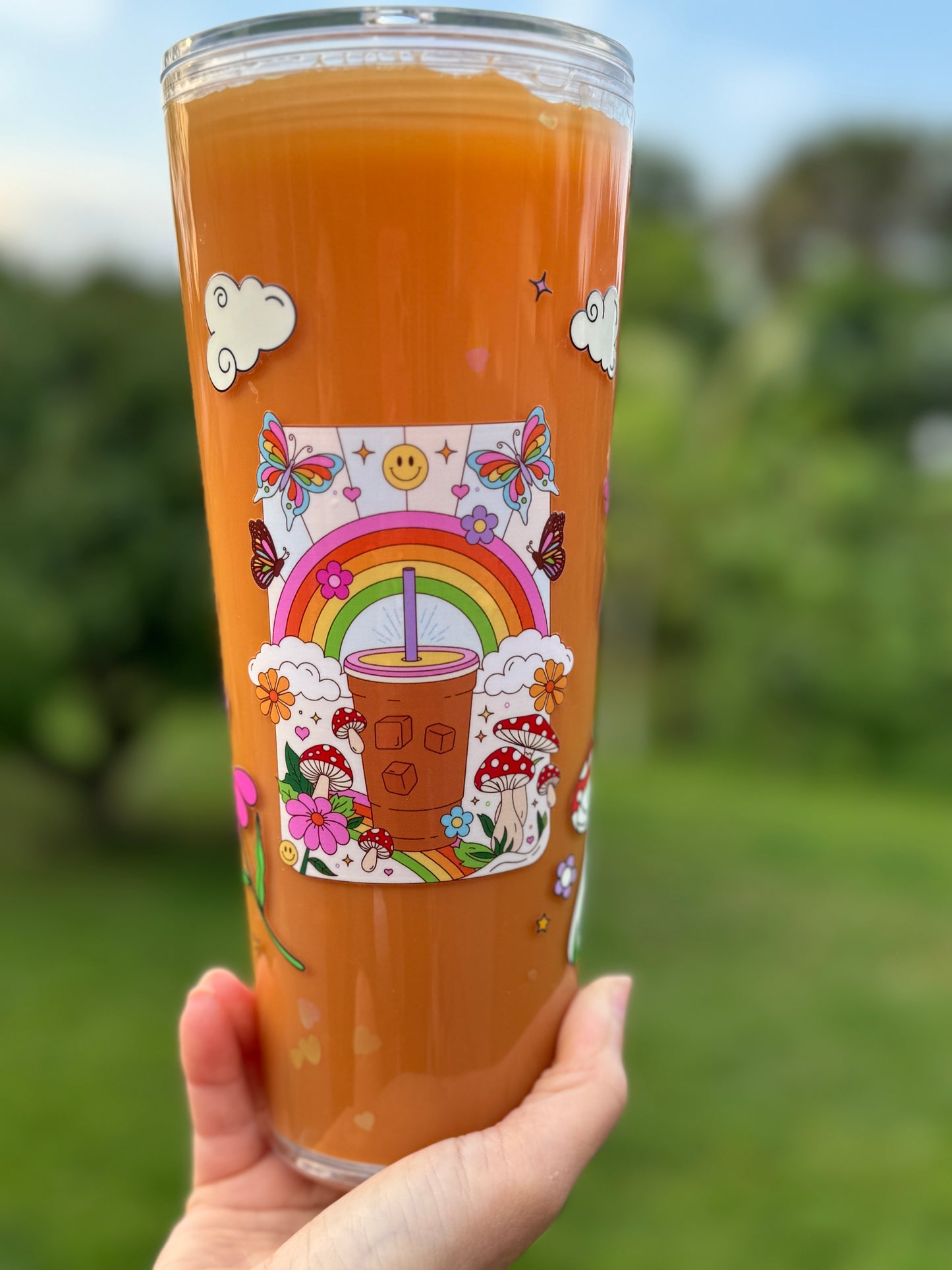 Retro Coffee 24oz 24OZ GLITTER Snow GLOBE ACRYLIC TUMBLER