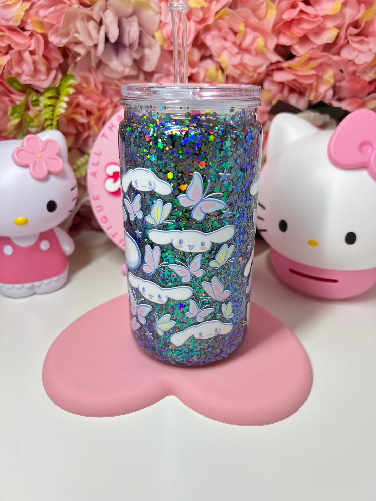 Cinna Blue Glitter Acrylic Cup