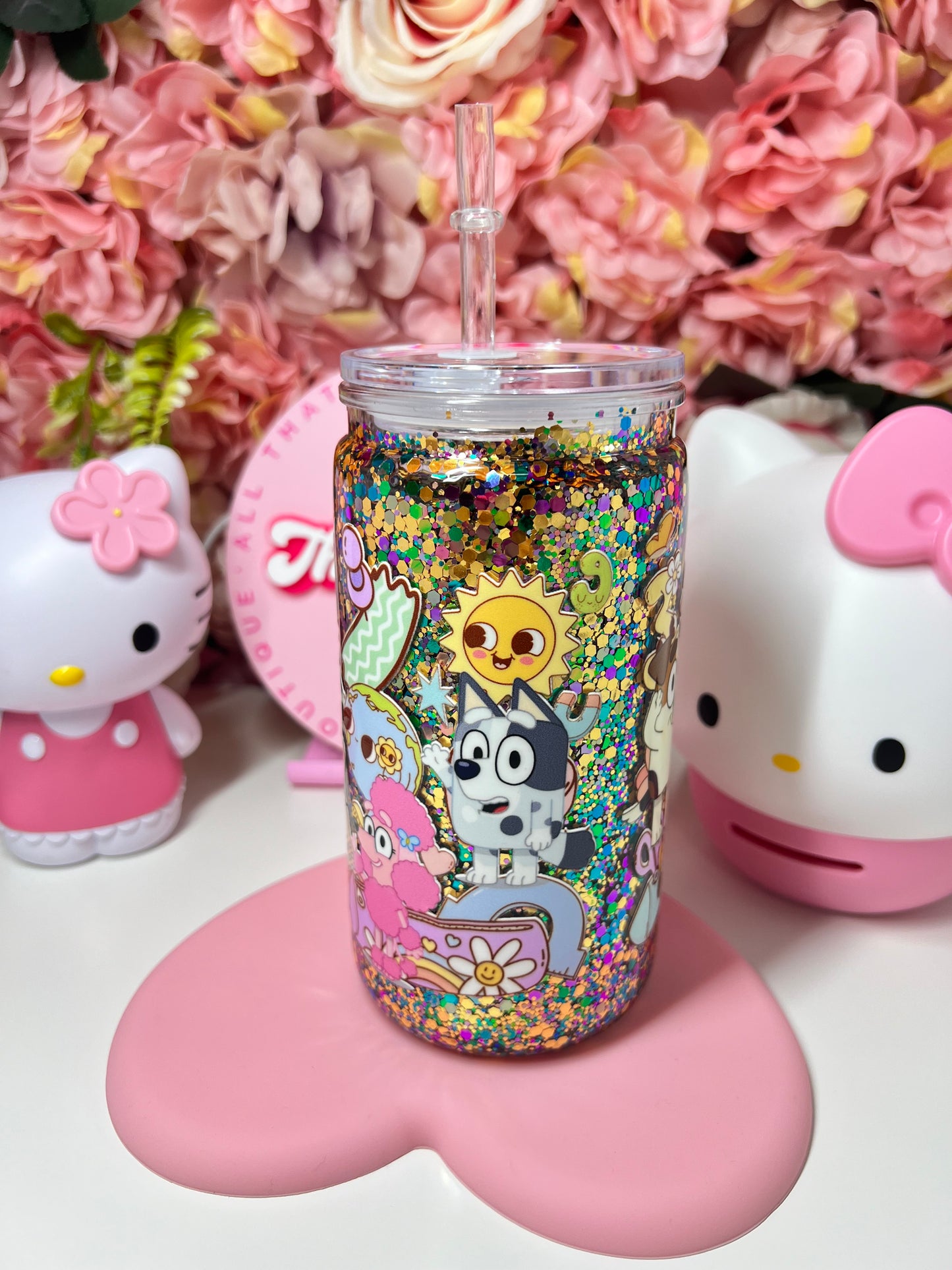 Bluey Acrylic Glitter Snow Glove Cup