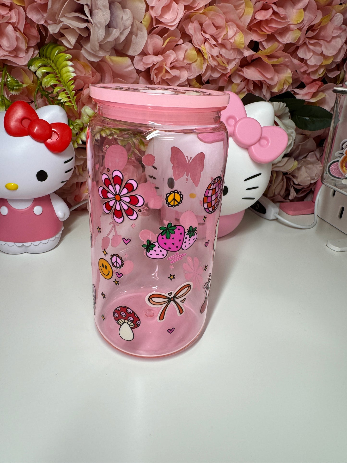 Retro Spring Plastic Jelly Hot Pink Cup
