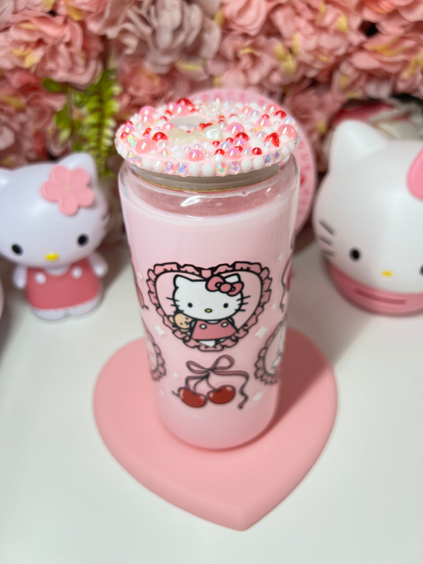 Kitty Cherry Coquette Pink Snow Globe Libby Cup