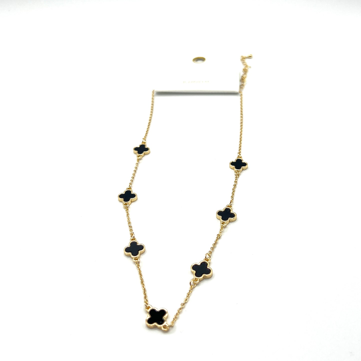 Mother Of Pearl Clover Statement Necklace in Black