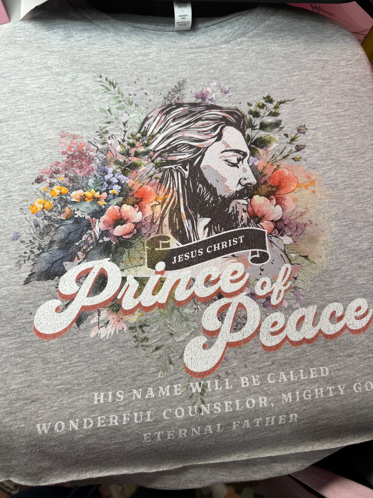 Prince Of Peace Jesus Christ Bible Verse Floral Tee