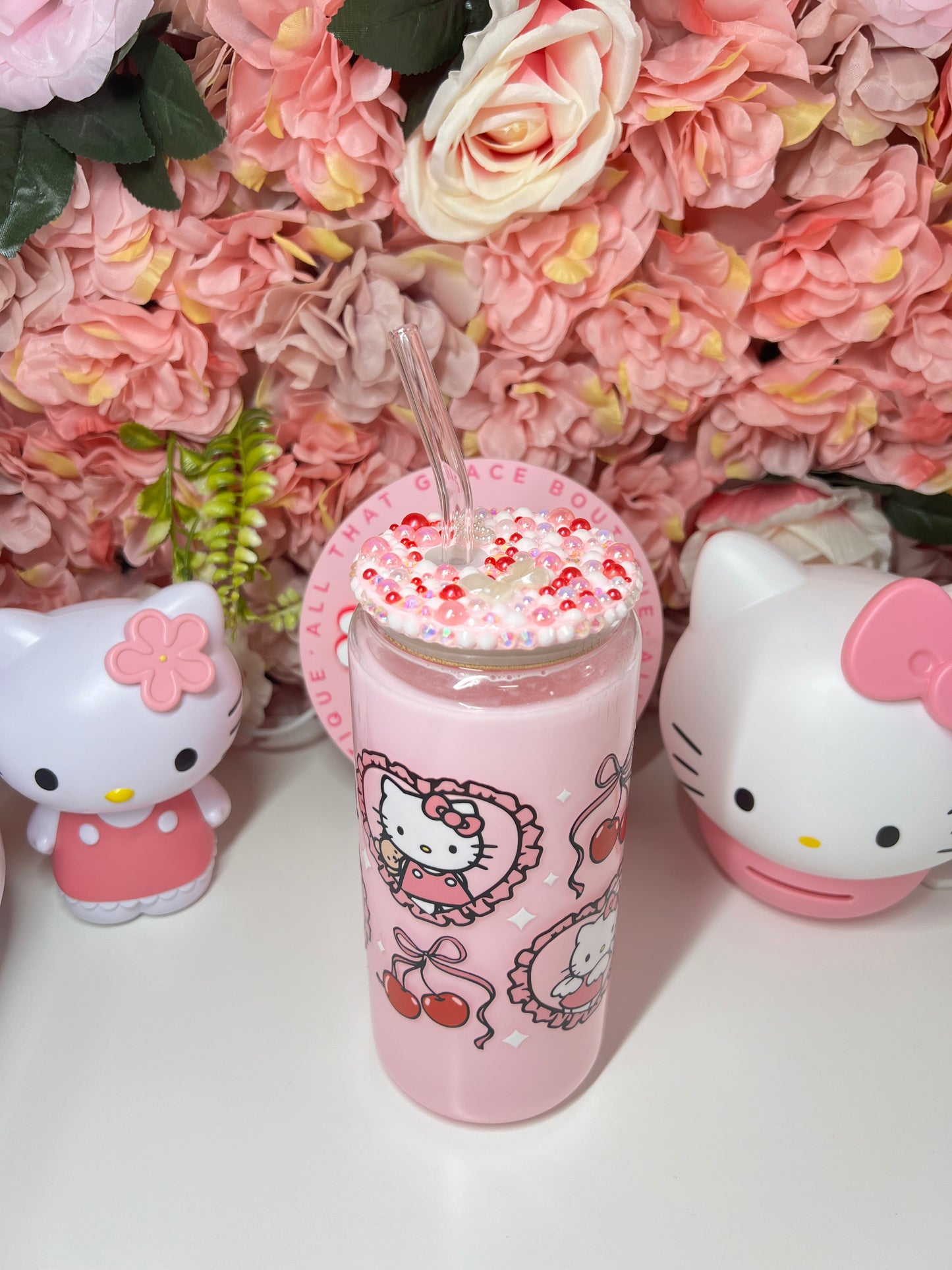 Kitty Cherry Coquette Pink Snow Globe Libby Cup