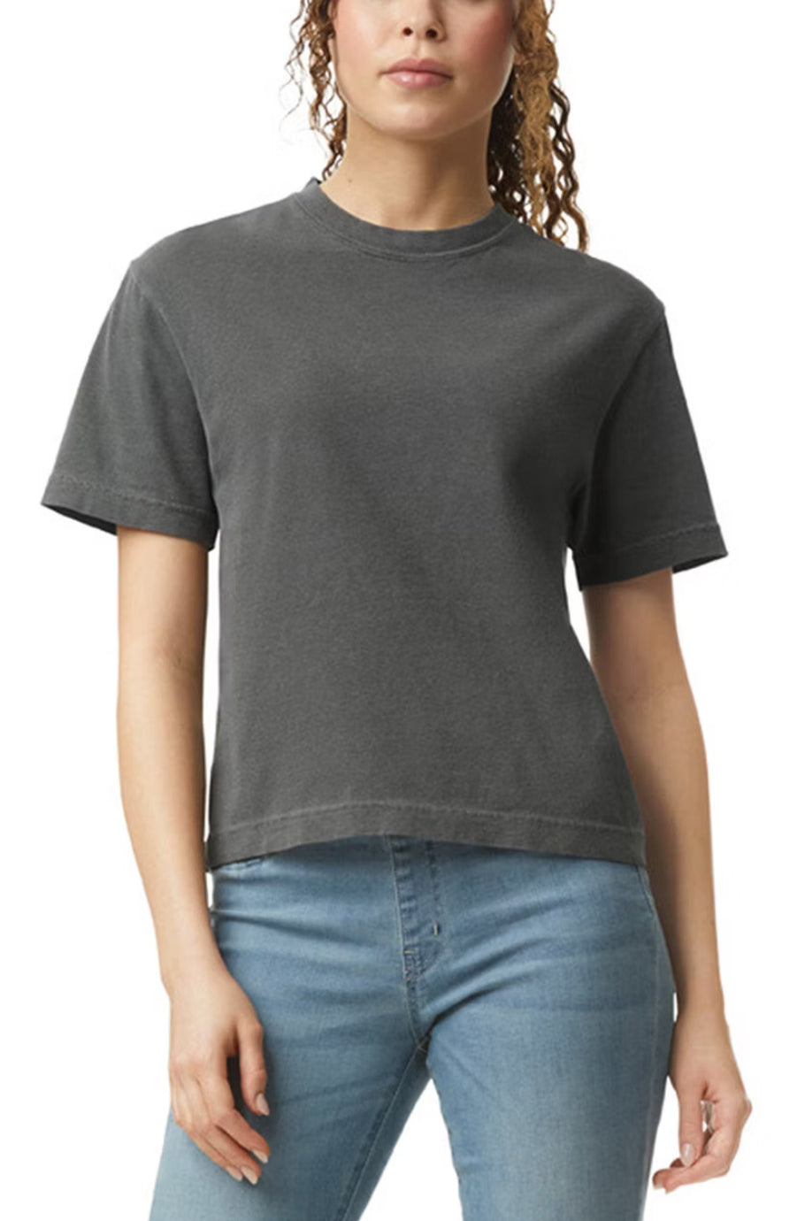 Wifey Embroidered Heavyweight Women's Boxy Tee in Gray and Black