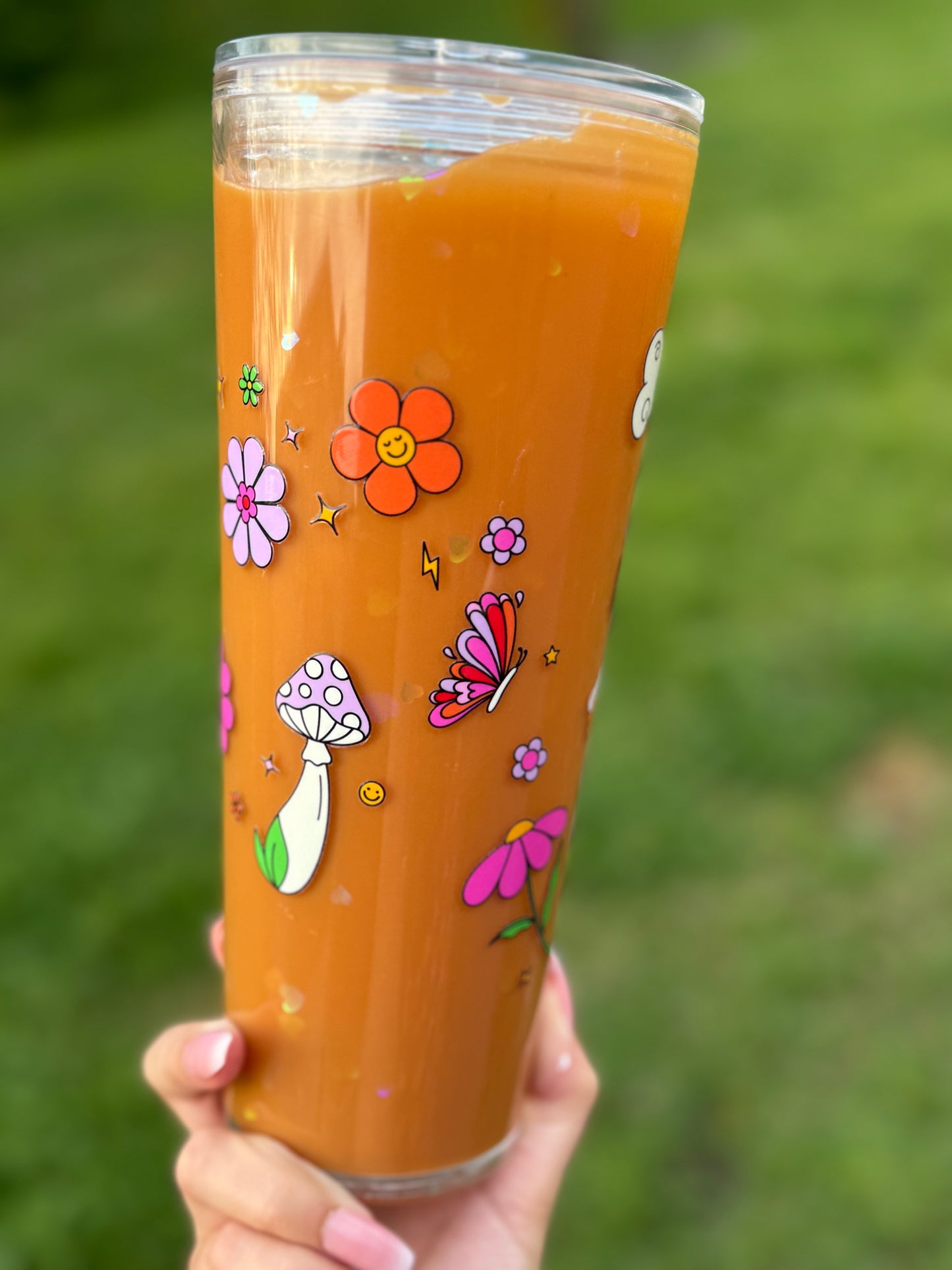 Retro Coffee 24oz 24OZ GLITTER Snow GLOBE ACRYLIC TUMBLER