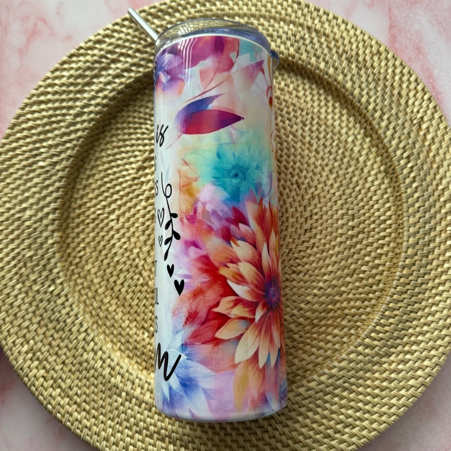 She is Strong, She is Mom Mothers Day Floral 20 oz Tumbler