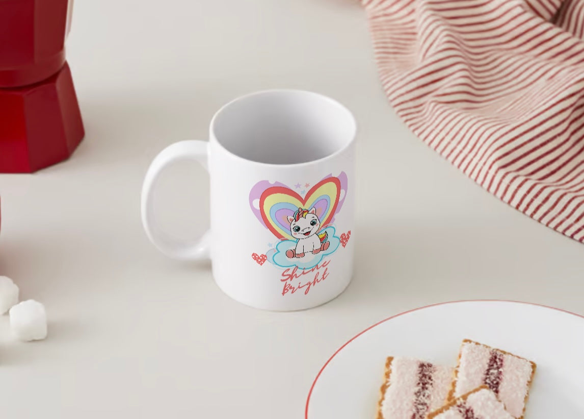 Shine Bright Unicorn Heart Ceramic Coffee Mug 11oz