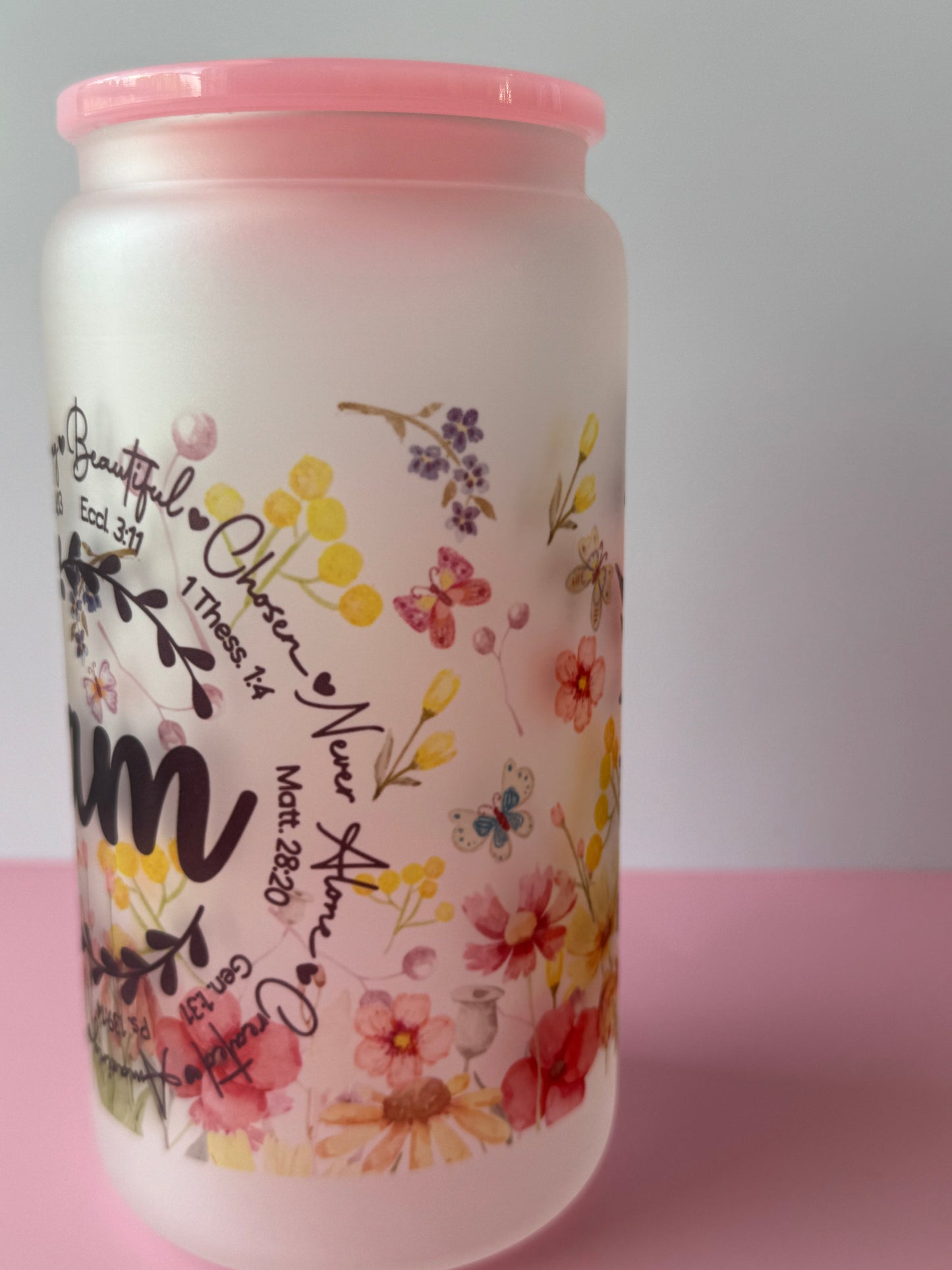I Am Bible Verses Frosted Libby Glass 16oz