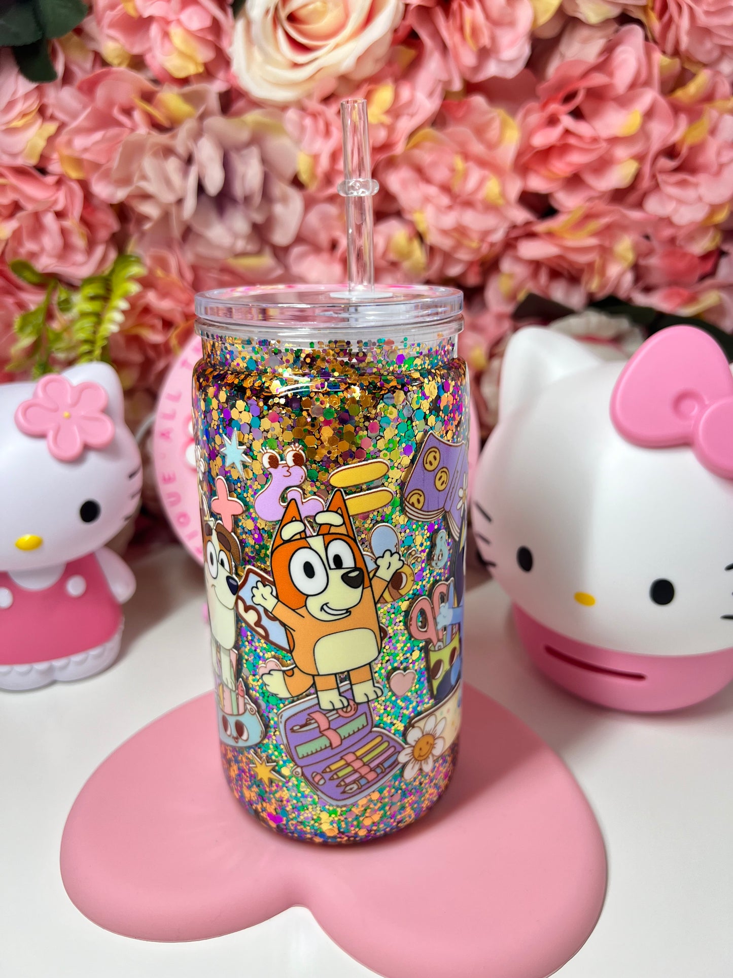 Bluey Acrylic Glitter Snow Glove Cup