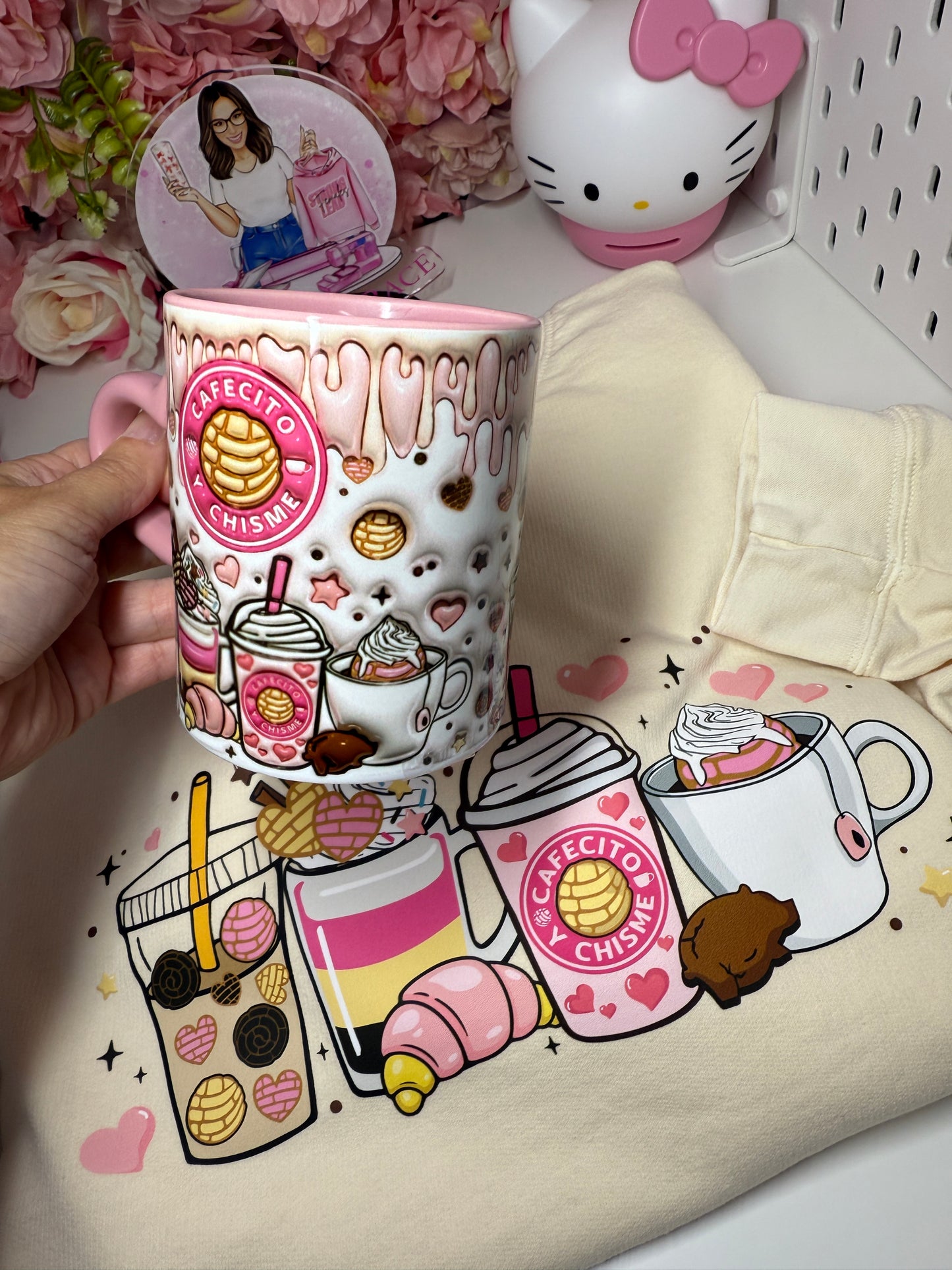 Cafecito Y Chisme 3D Heart Handle Coffee Mug 11oz