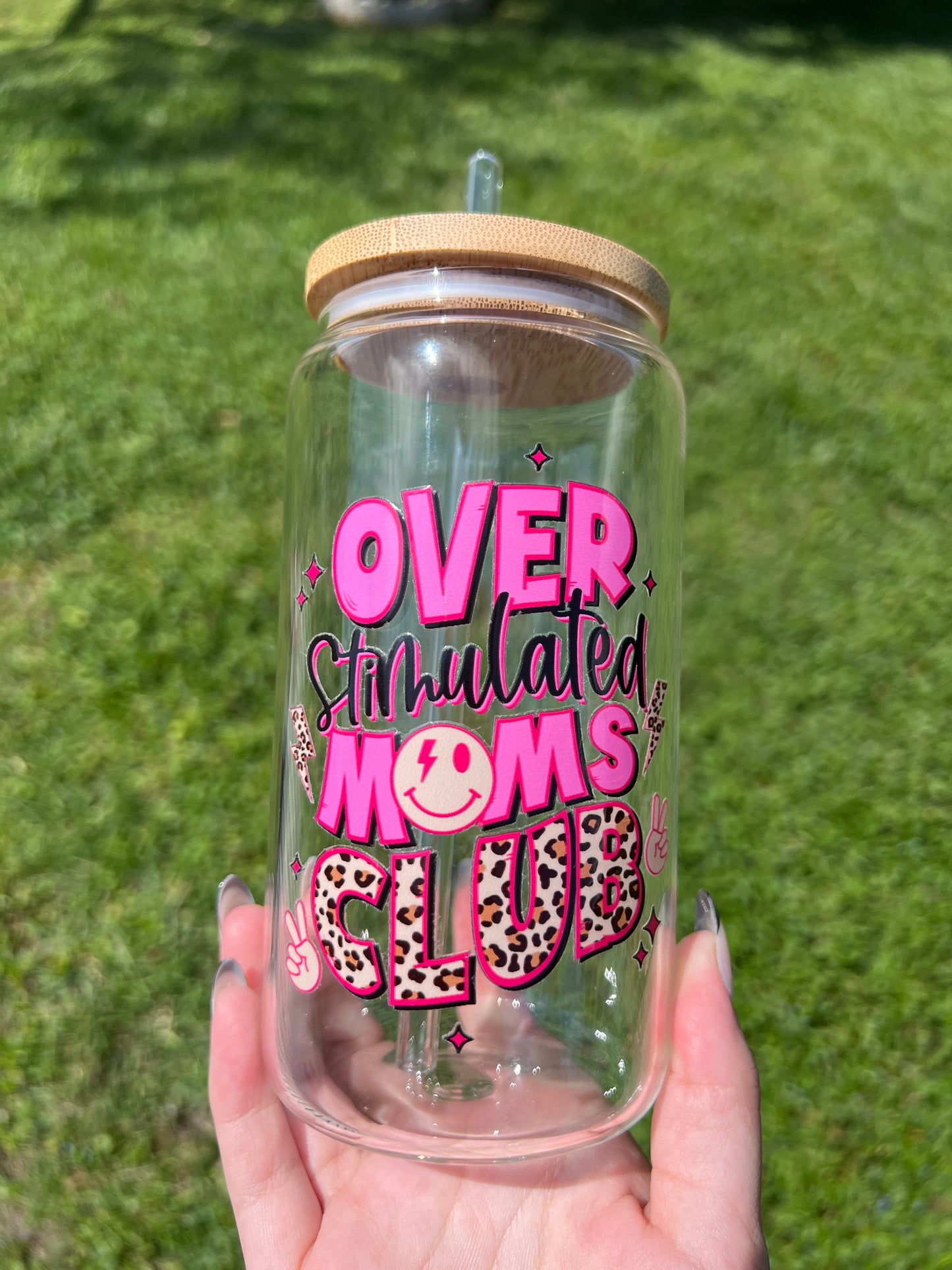 Overstimulated Moms Club Glass Libby Cup 16oz