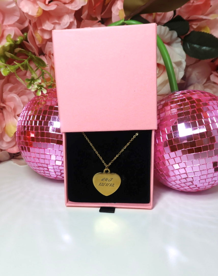 Custom Engraved Heart Pendant Necklace