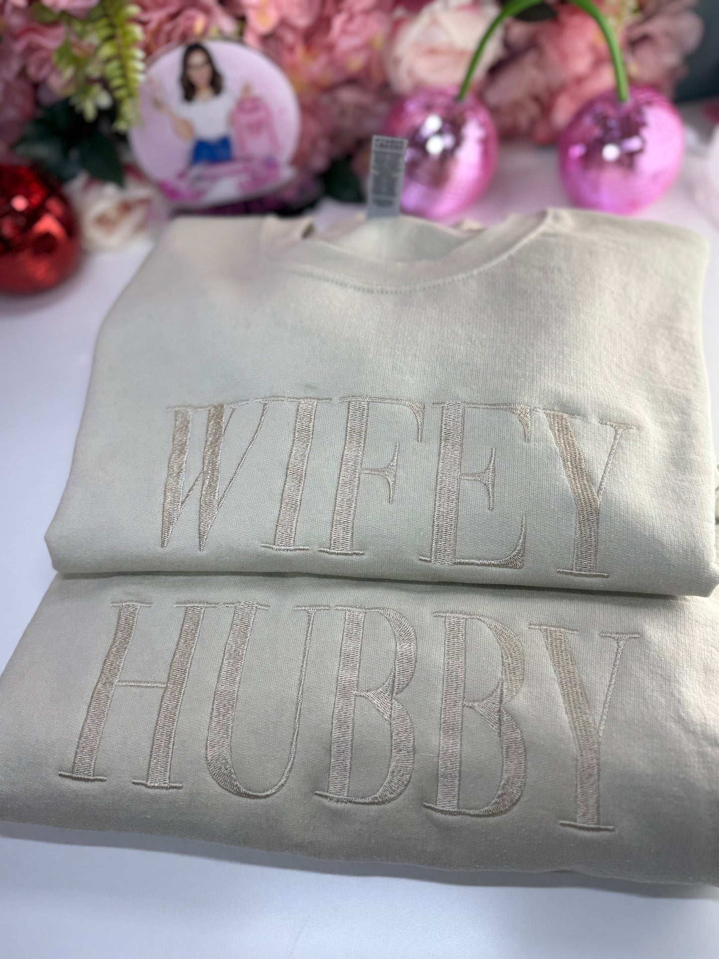 Wifey & Hubby Neutral Hoodie in Sand