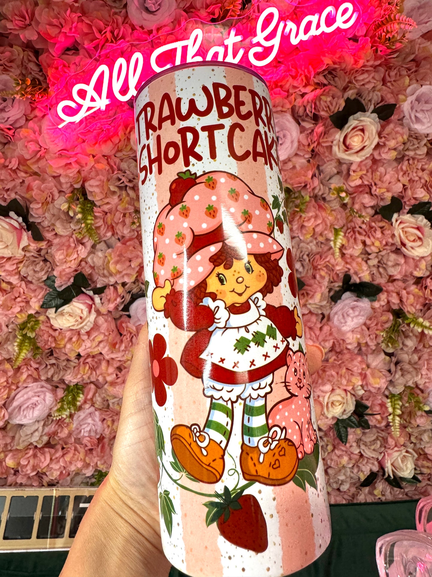 Strawberry Stainless Steel Tumbler Skinny 20oz
