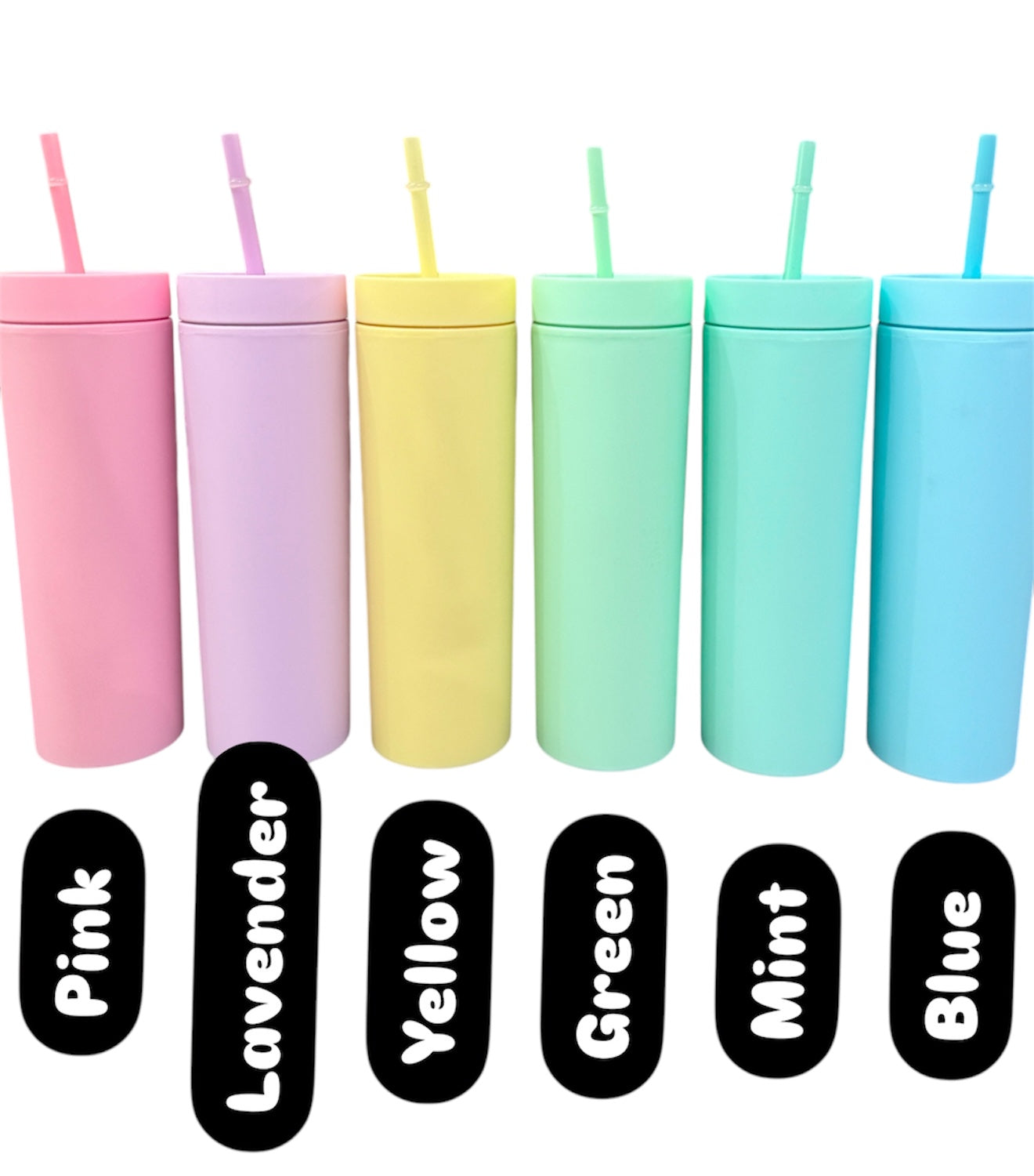 Custom Name STRATA Acrylic Skinny Tumblers with Lids and Straws Matte