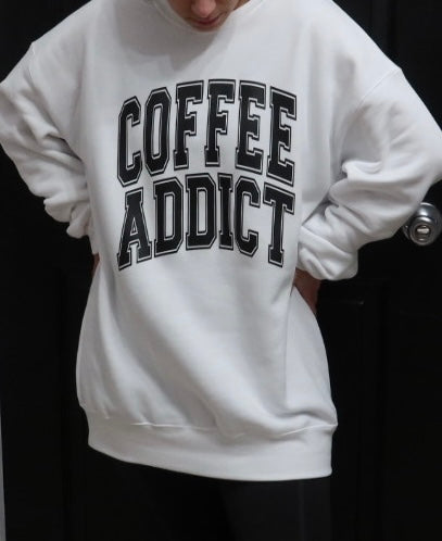 Coffee Addict Fleece Crewneck in White