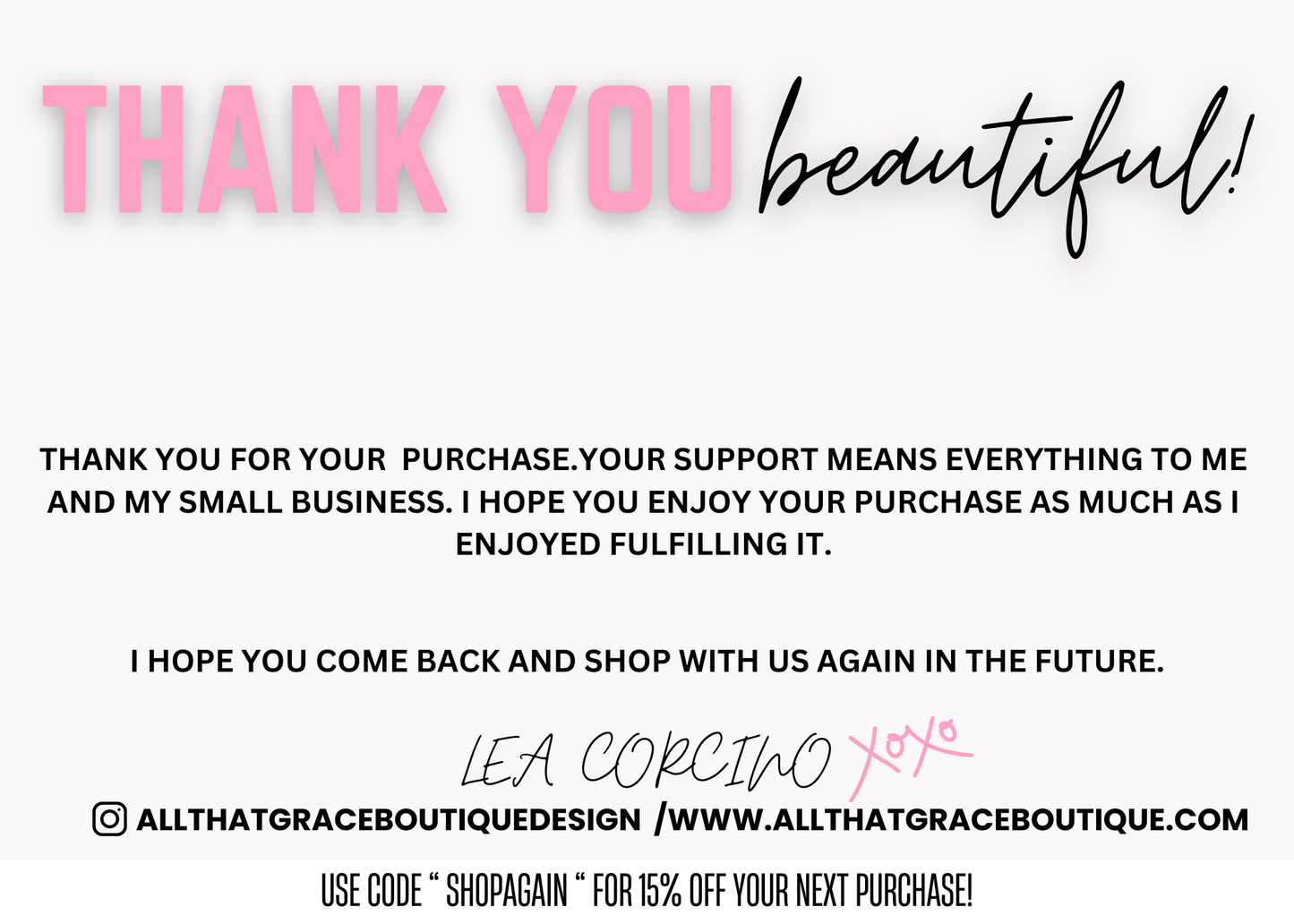 Custom Thank You Business Cards 4x6"