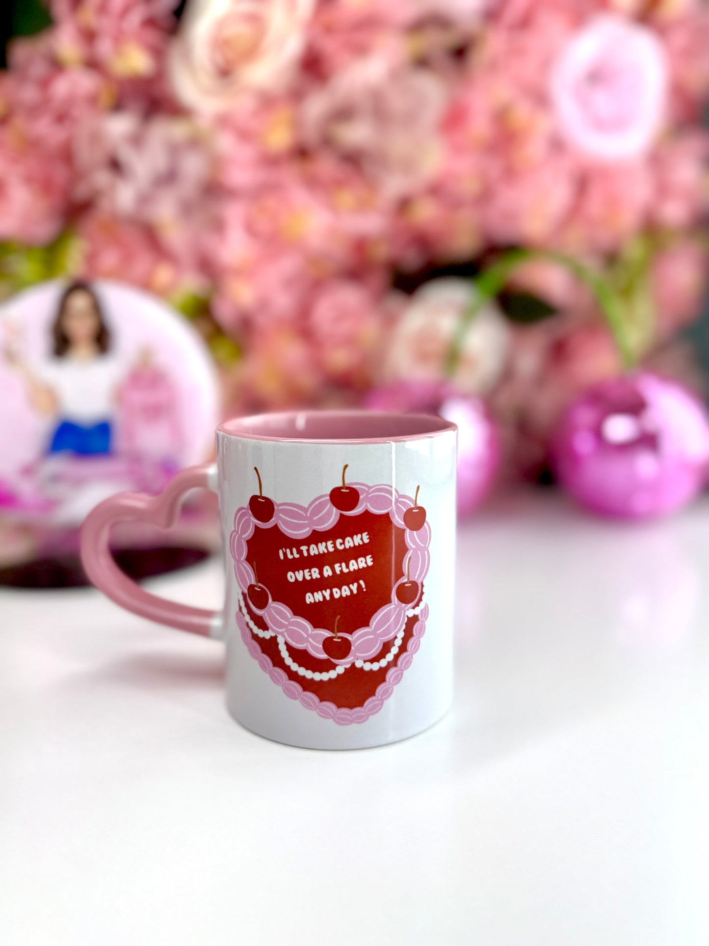 I'll Take Cake Over A Flare, Any Day Chronic Illness Coquette Cake Ceramic Mug