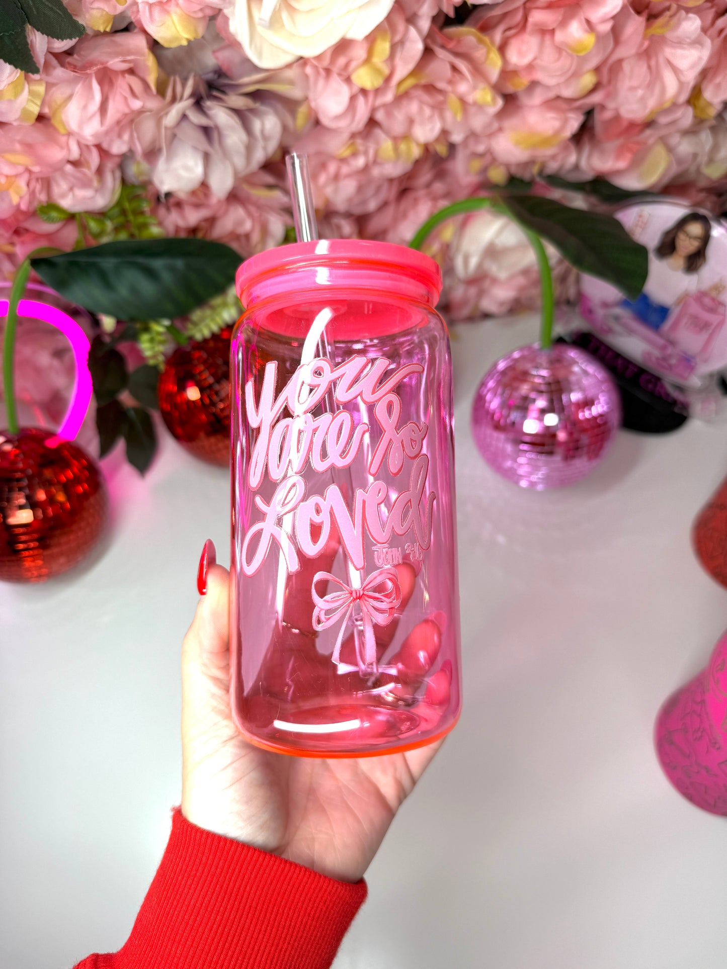 You Are So Loved John 3:16 Pink Acrylic Cup