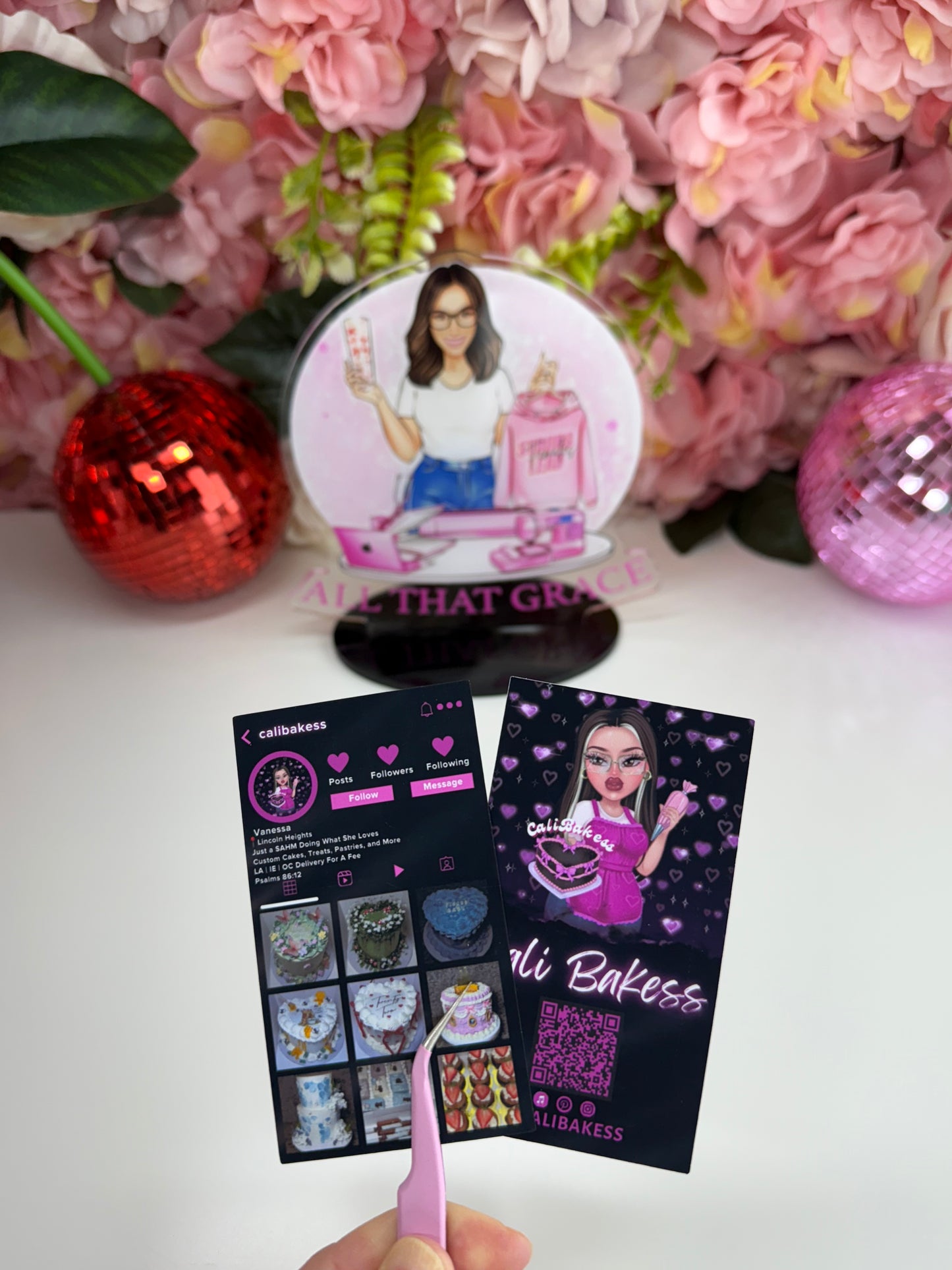 Custom Black and Hot Pink IG Business Cards 2" by 3.5"