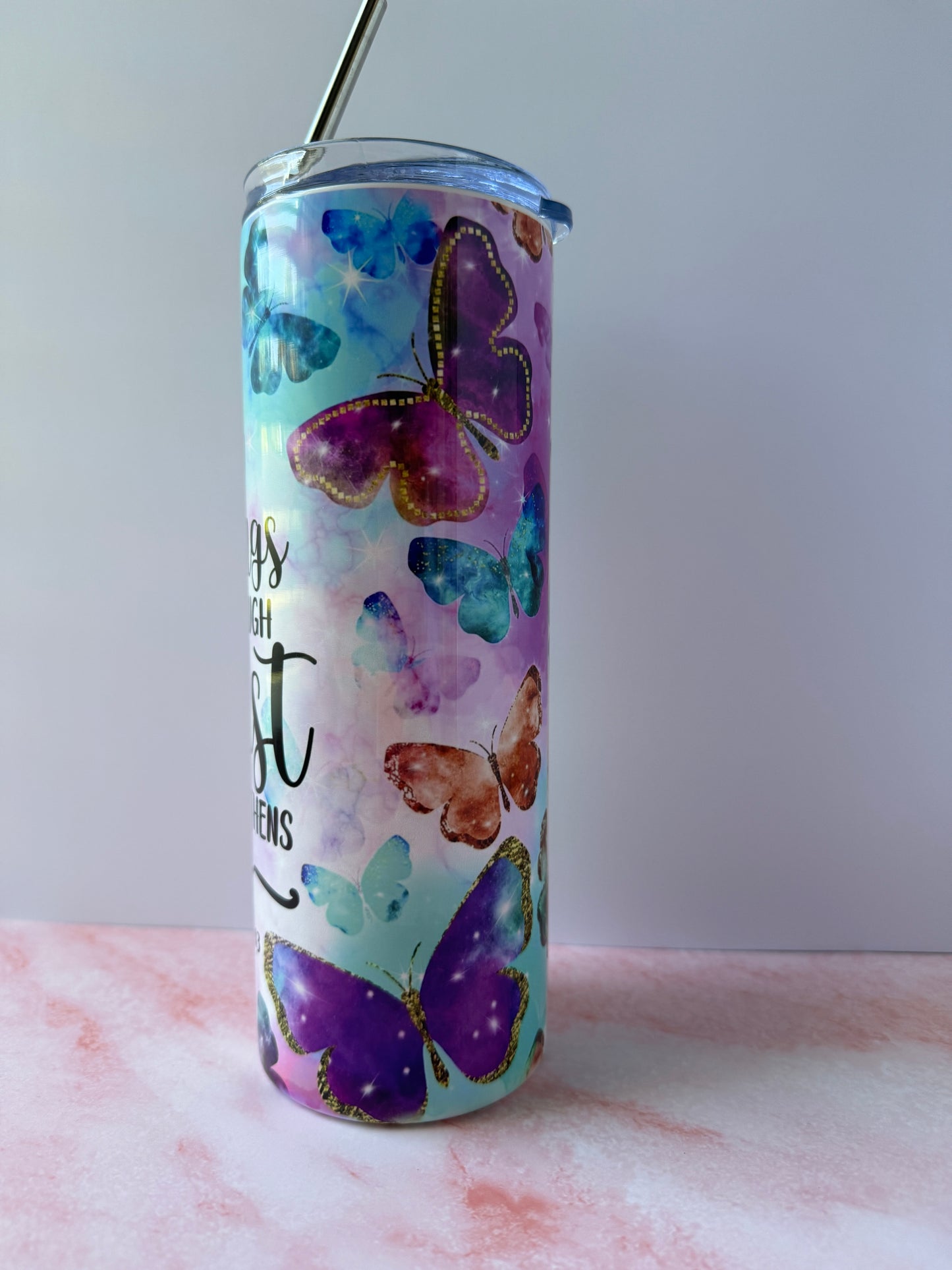 I Can Do All Things Through Christ Butterfly Philippians 4:13 20 oz Tumbler