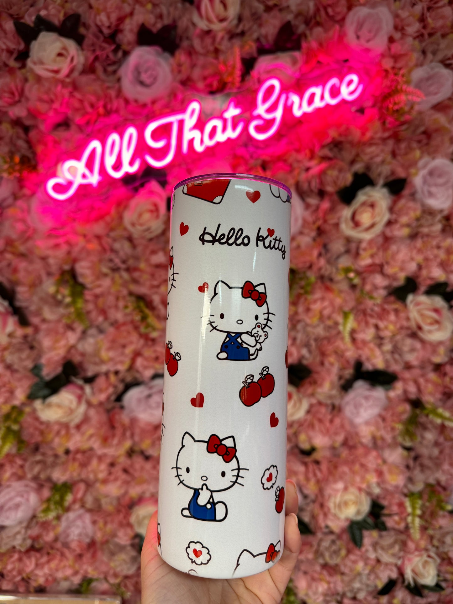 Cat Apple & Suitcase Print 20oz Stainless Steel Tumbler