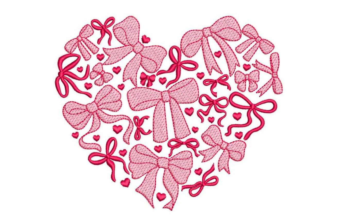 Heart Shaped Bow Embroidered Mock Neck Sweater in Red