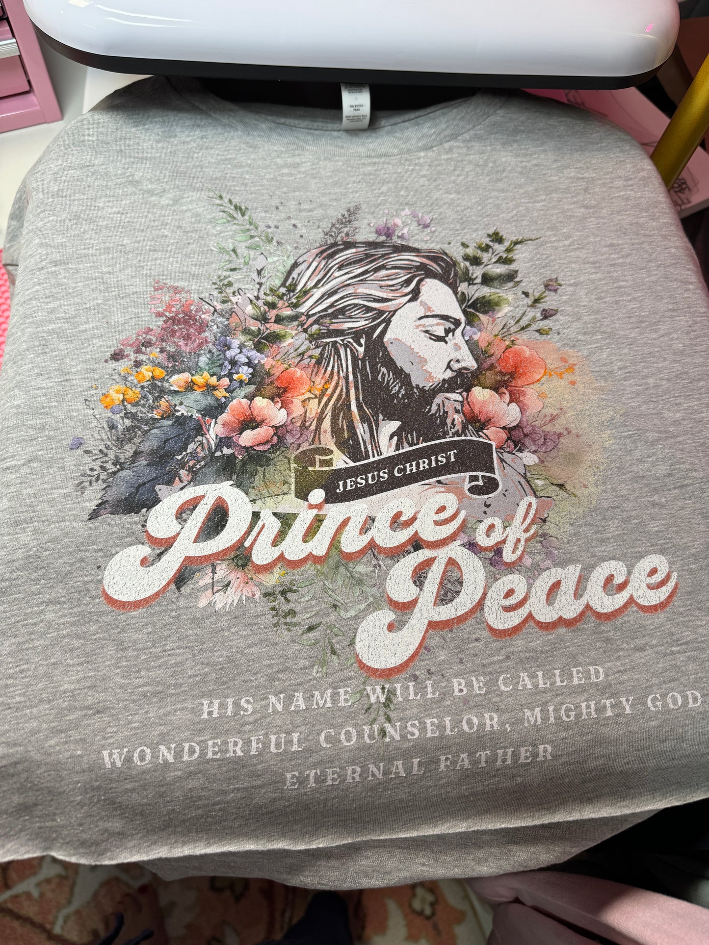 Prince Of Peace Jesus Christ Bible Verse Floral Tee