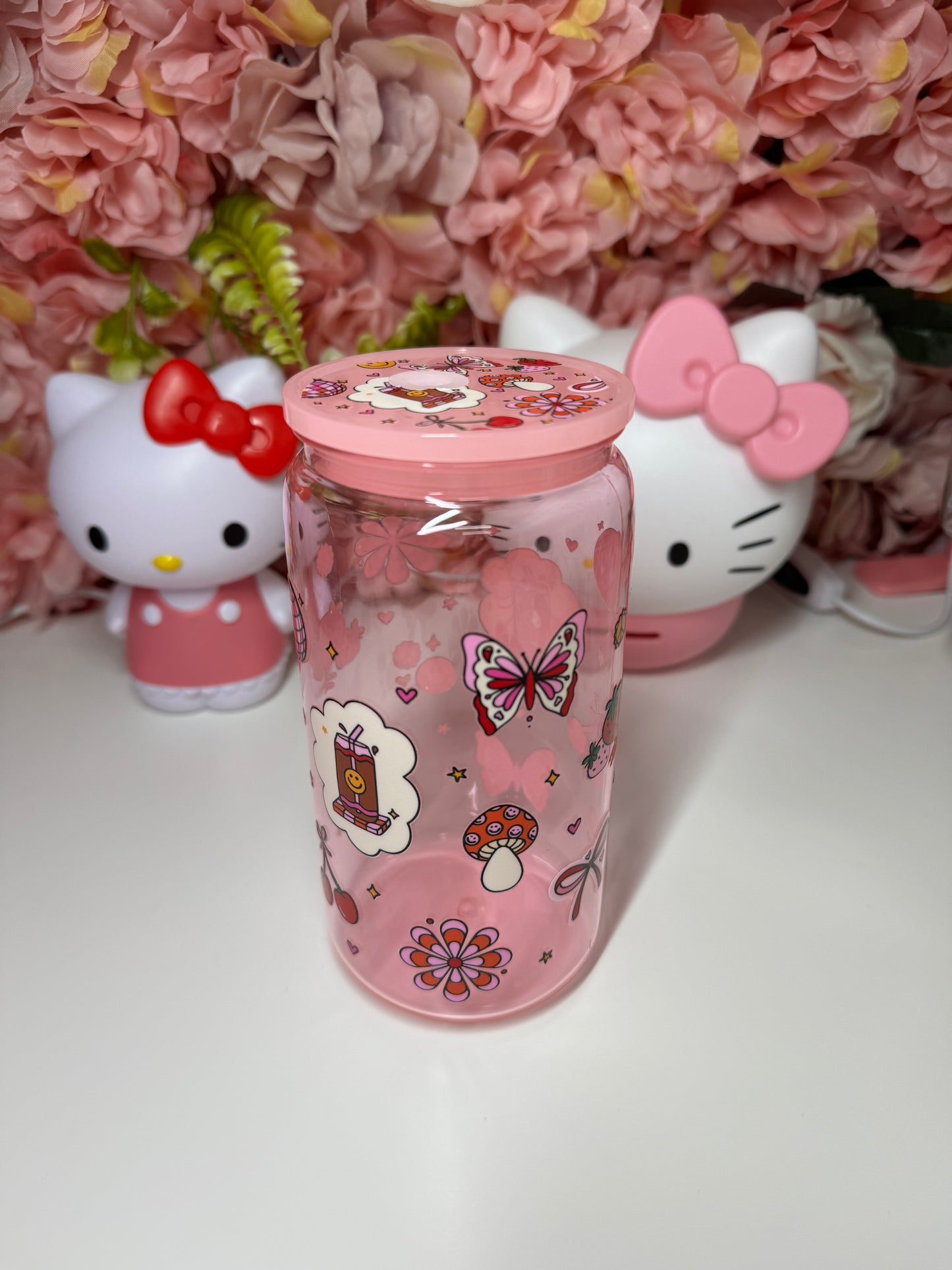 Retro Spring Plastic Jelly Hot Pink Cup