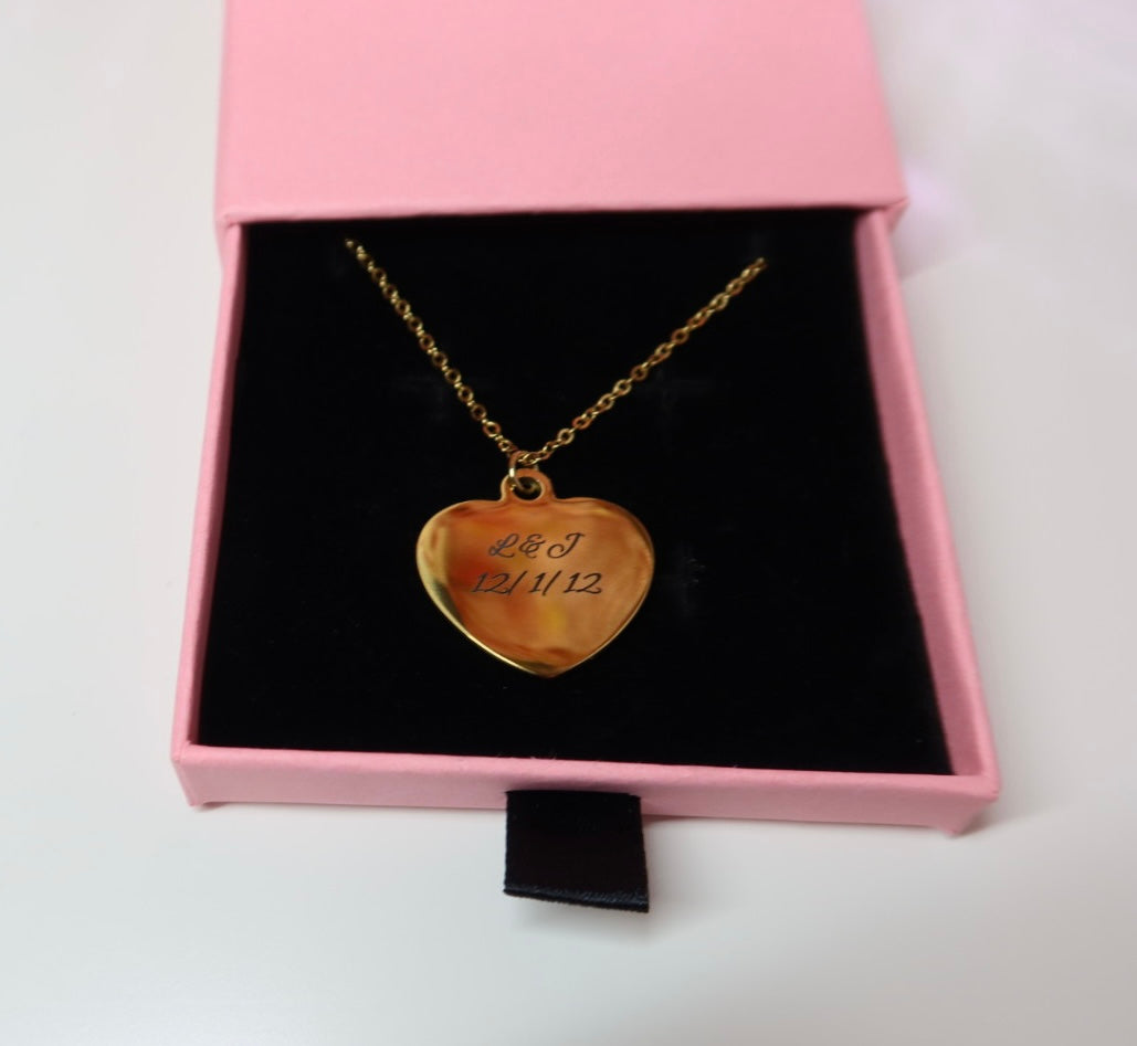 Custom Engraved Heart Pendant Necklace