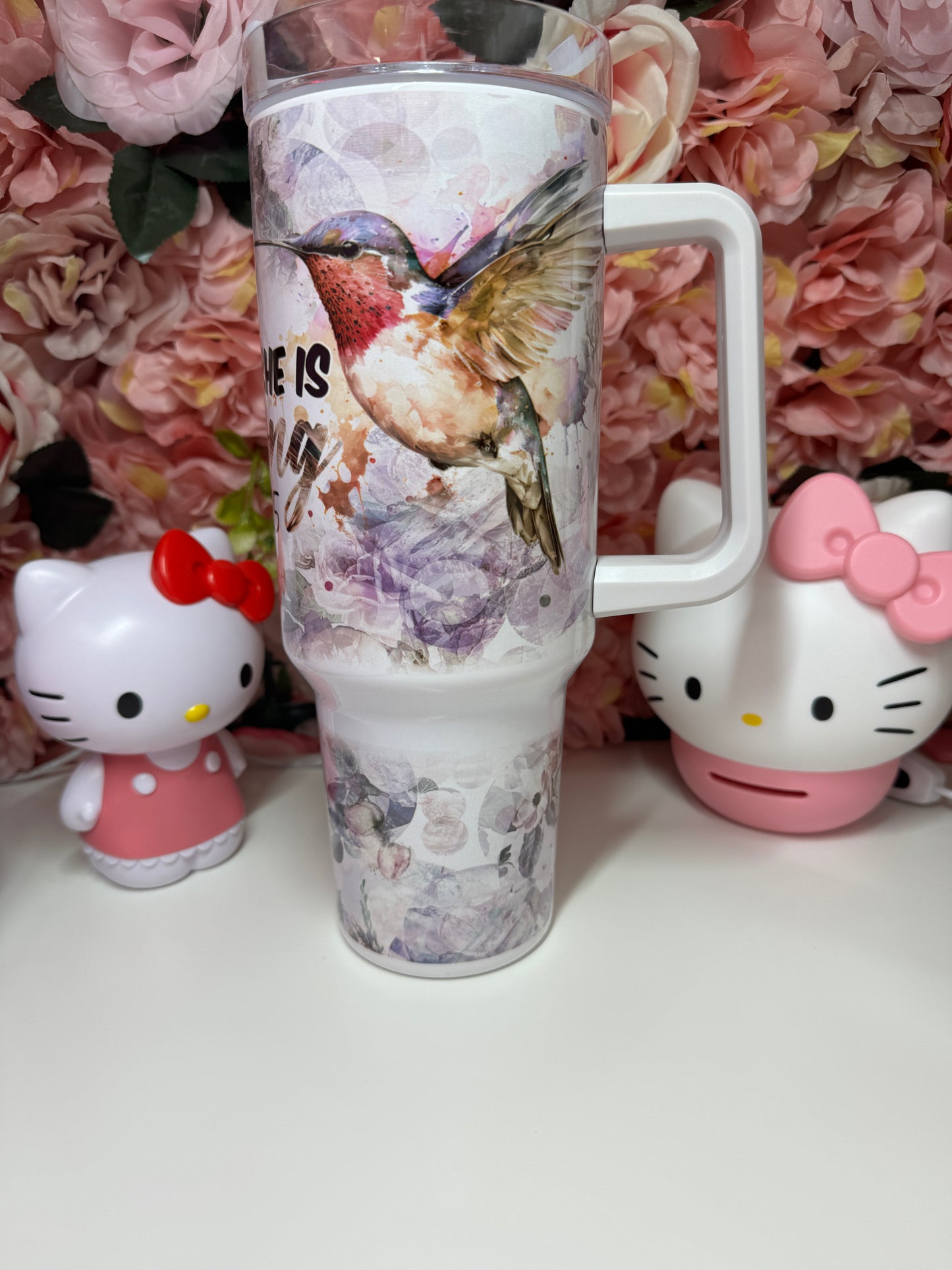 She is Strong Proverbs 31:25 Bible Verse Huming Bird 40oz Tumbler