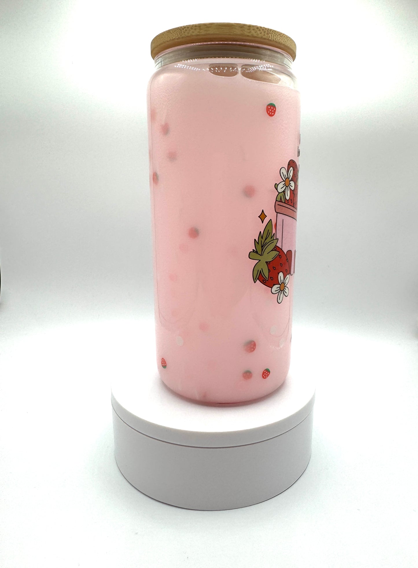 I Love You Berry Much Strawberry and Strawberry Milk Snow Globe Tumbler 16oz