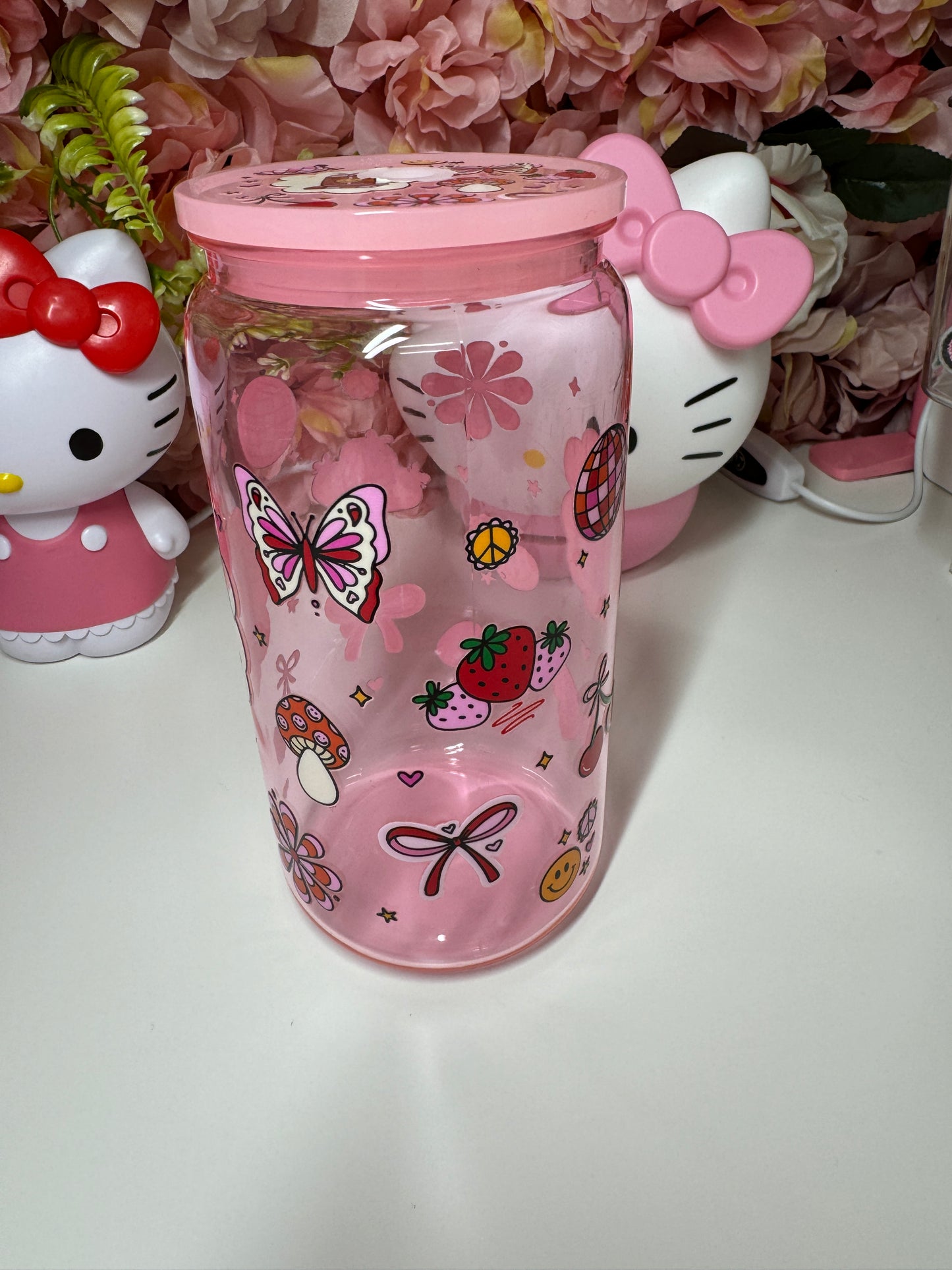 Retro Spring Plastic Jelly Hot Pink Cup
