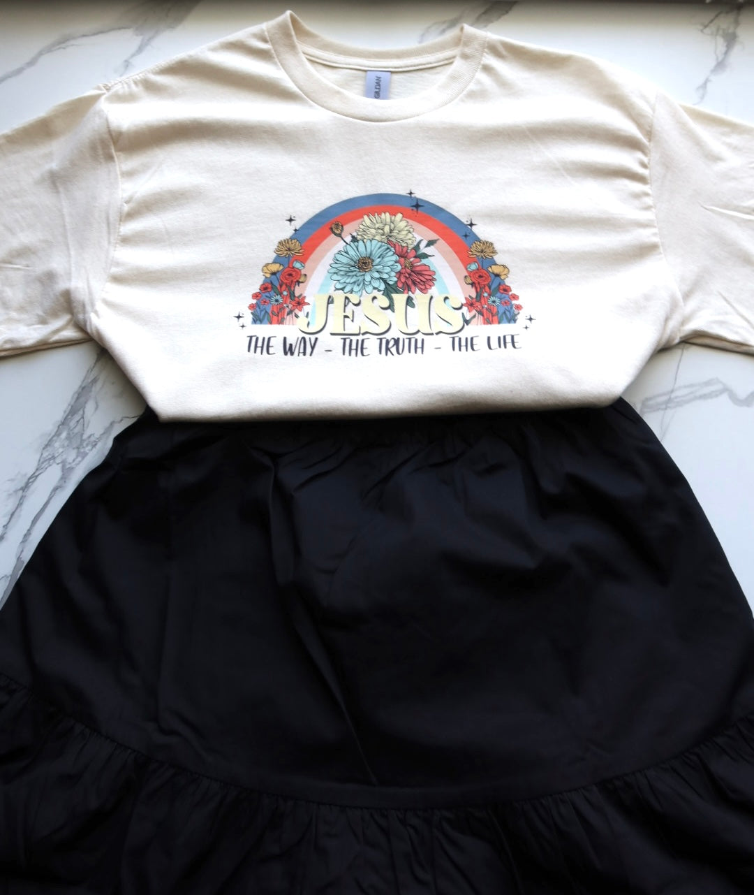 Woman's Tiered Cotton Midi Skirt in Black