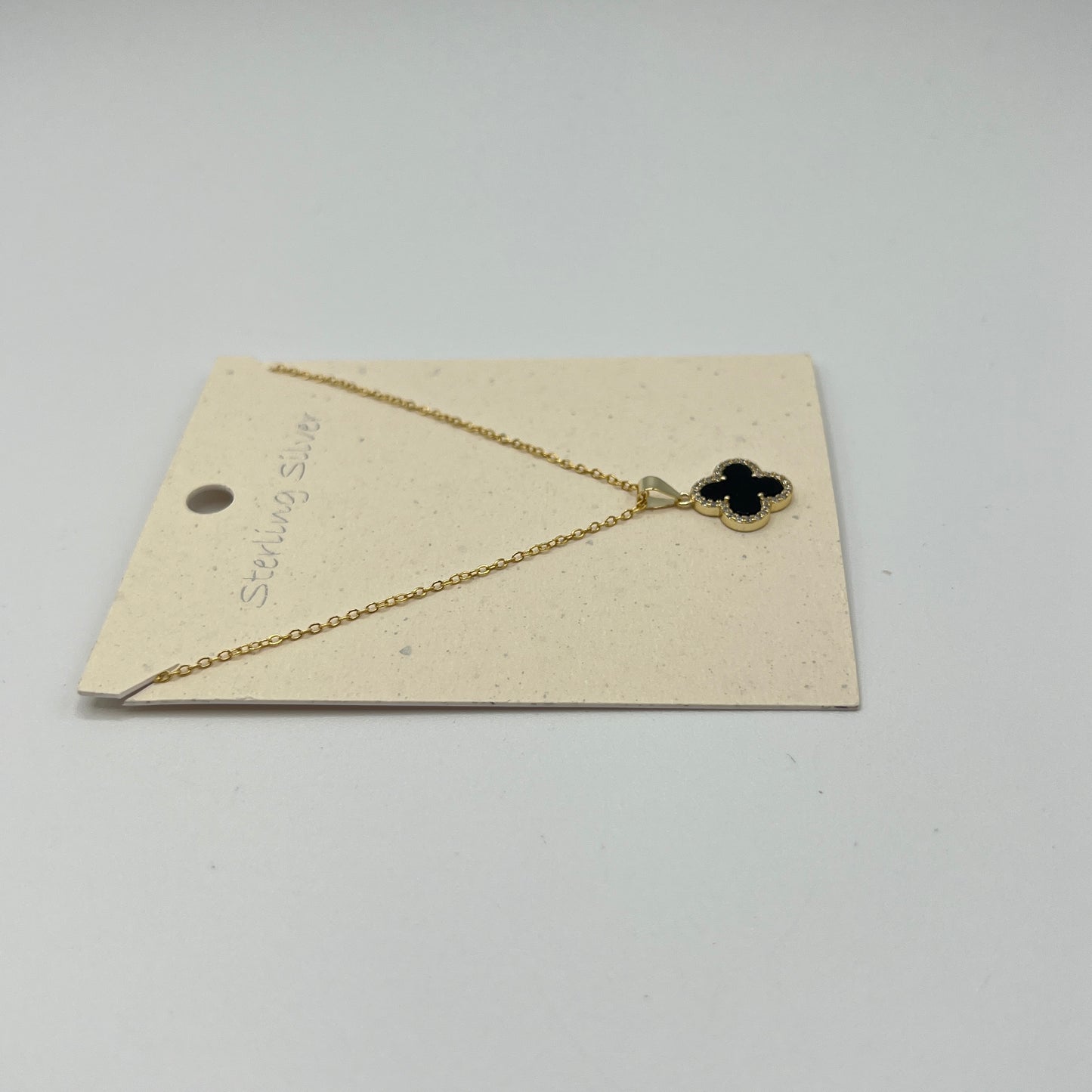 Clover Pendant Gold Necklace in Black