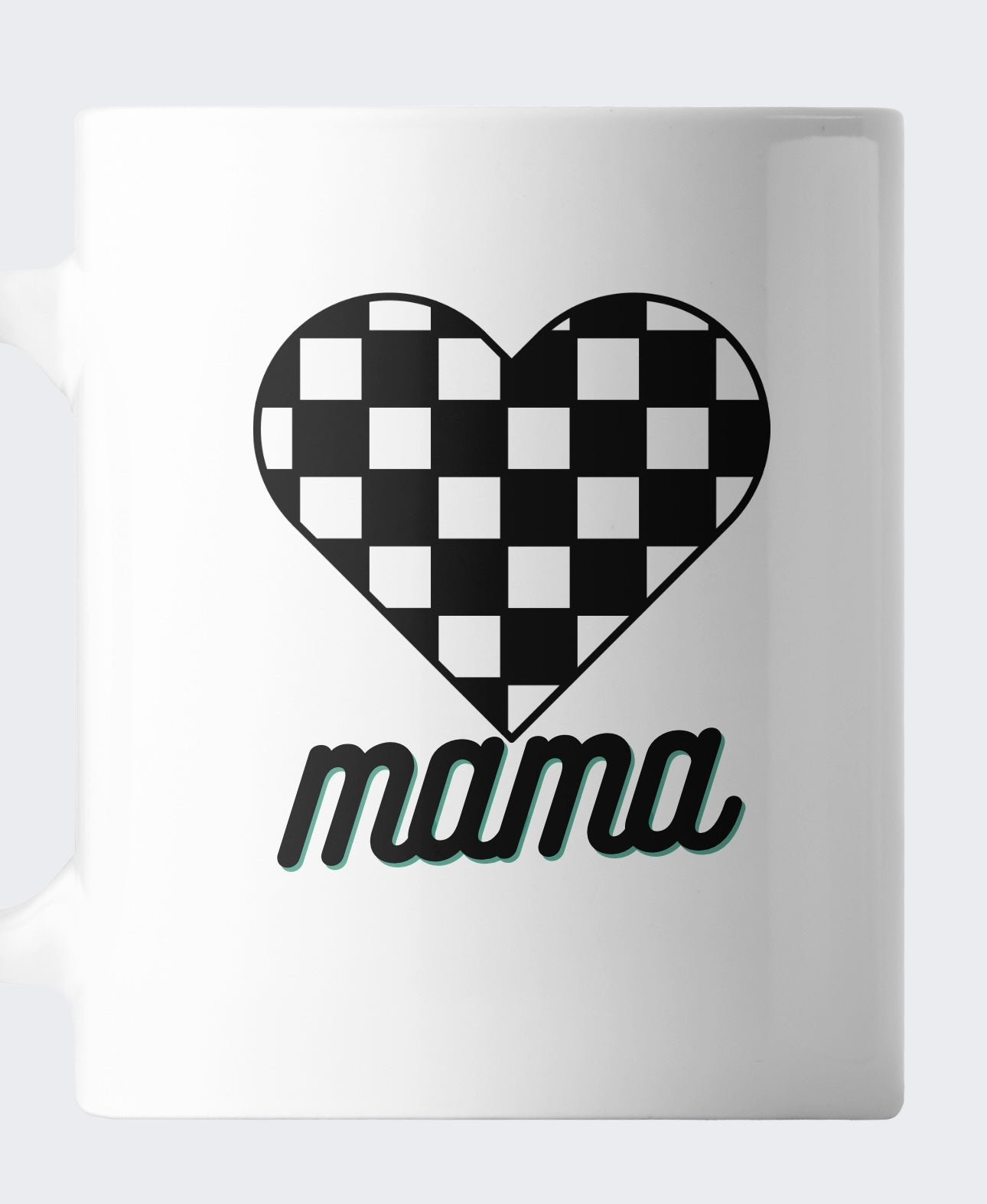 MAMA Checked Heart Ceramic Coffee Mug