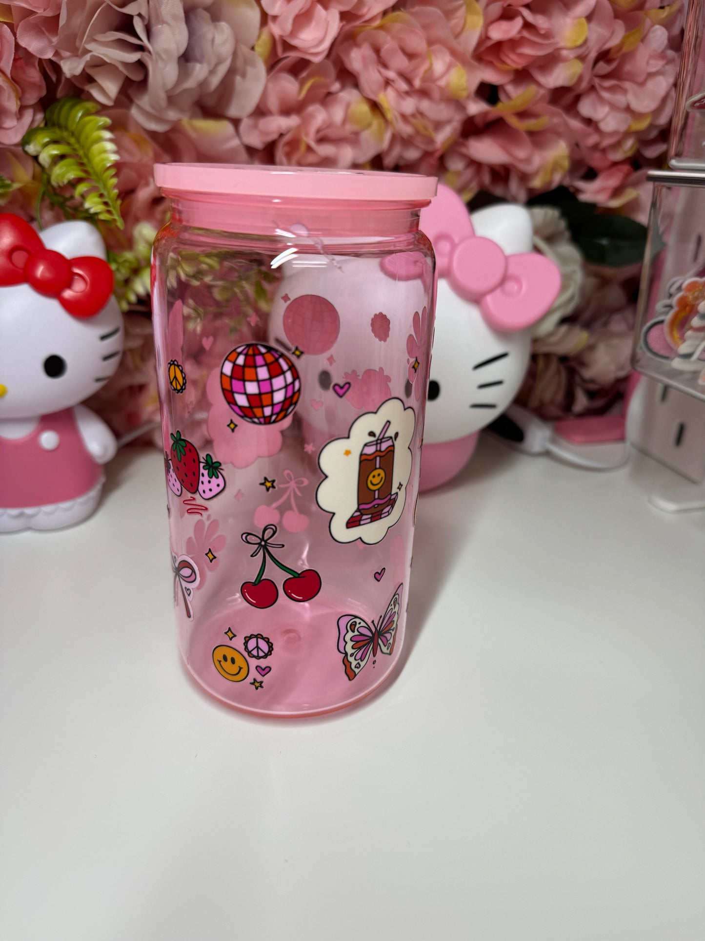 Retro Spring Plastic Jelly Hot Pink Cup