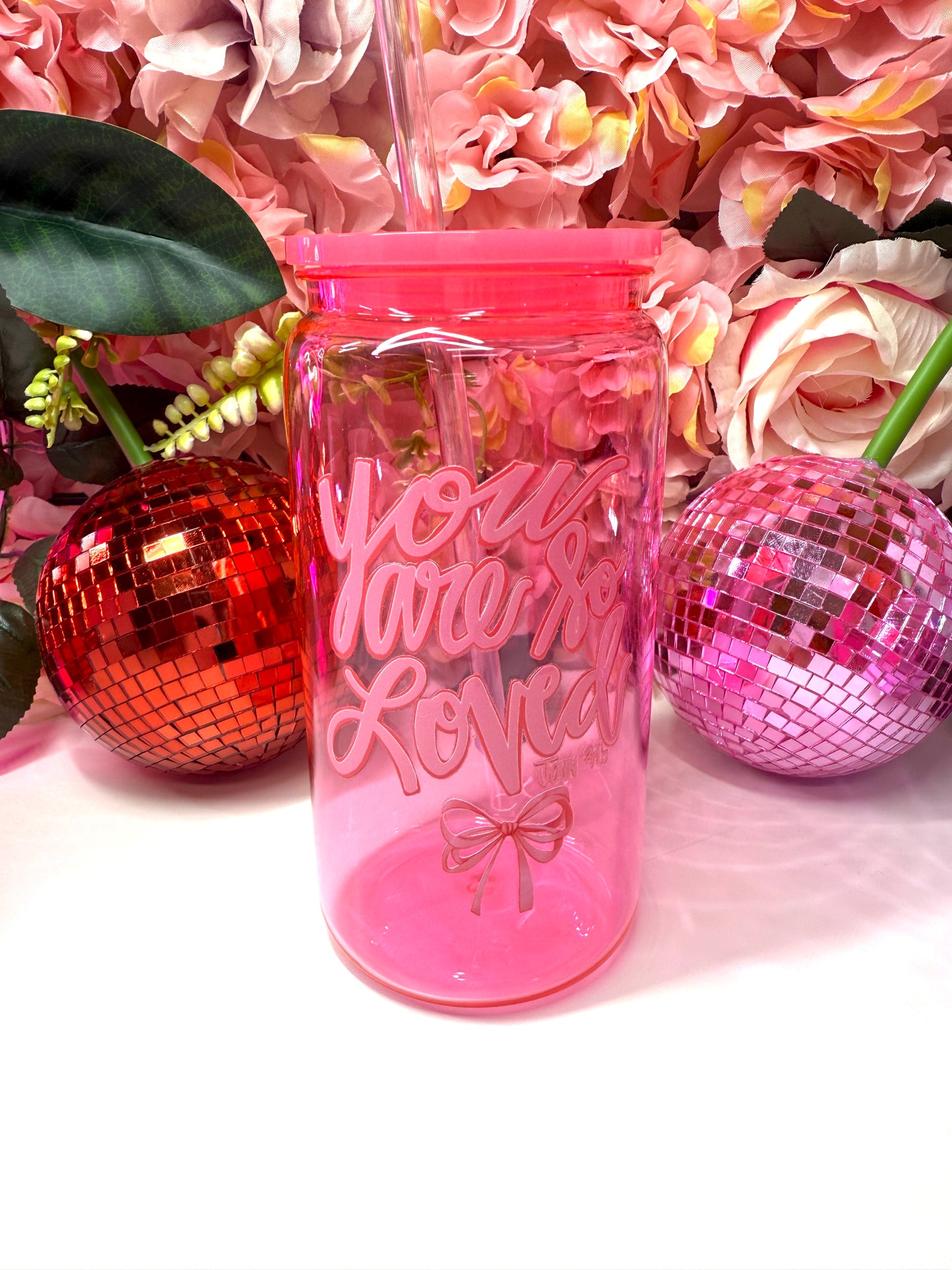 You Are So Loved John 3:16 Pink Acrylic Cup