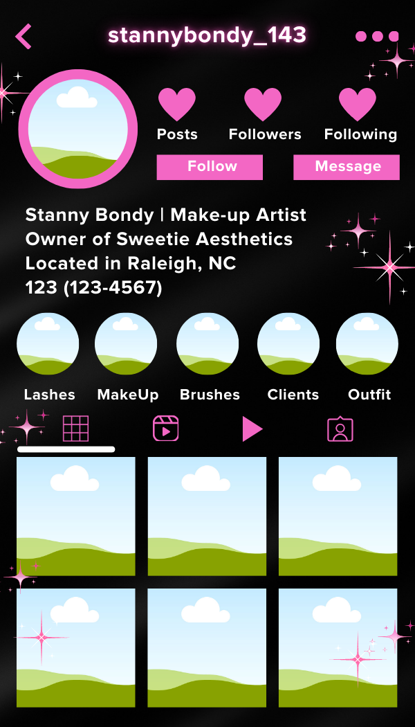 Custom Black and Hot Pink IG Business Cards 2" by 3.5"