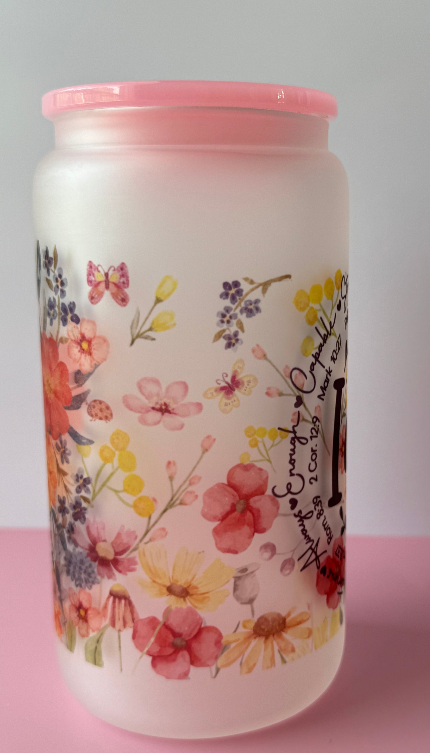 I Am Bible Verses Frosted Libby Glass 16oz
