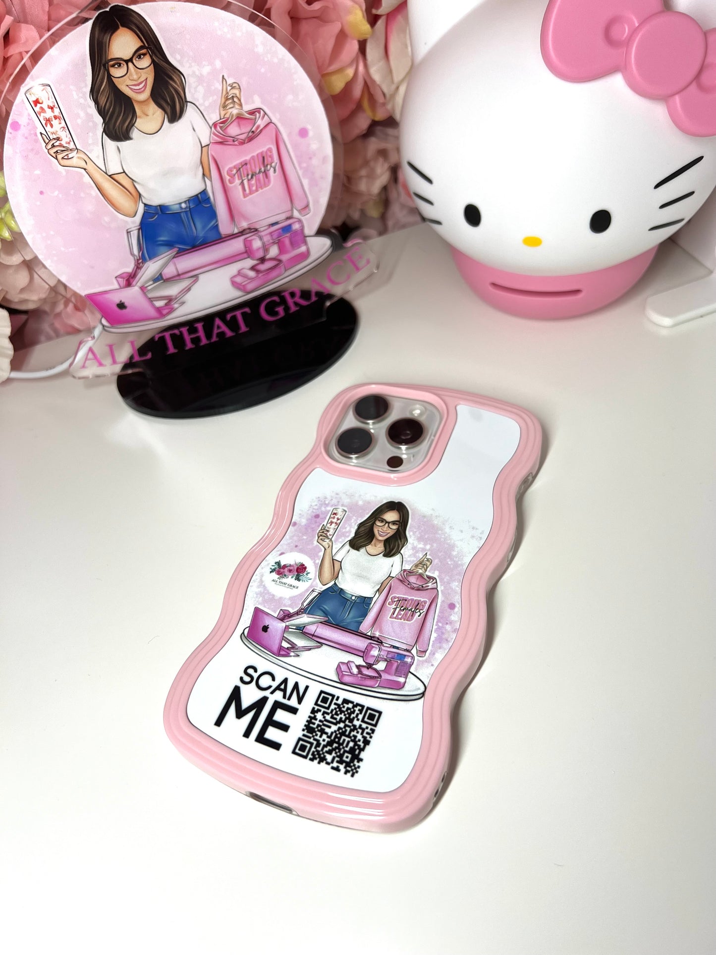 Custom Pink Wave Phone Case for I phone 15 Pro