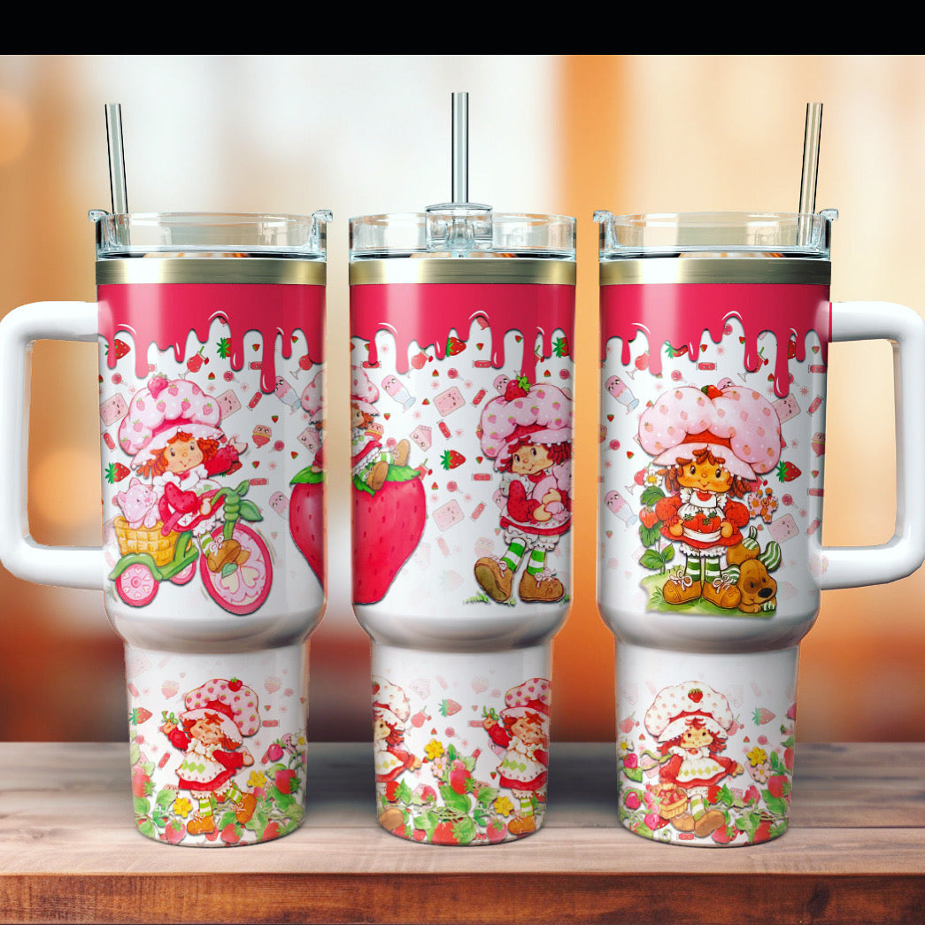 Strawberry 80's Cartoon 40oz Tumbler