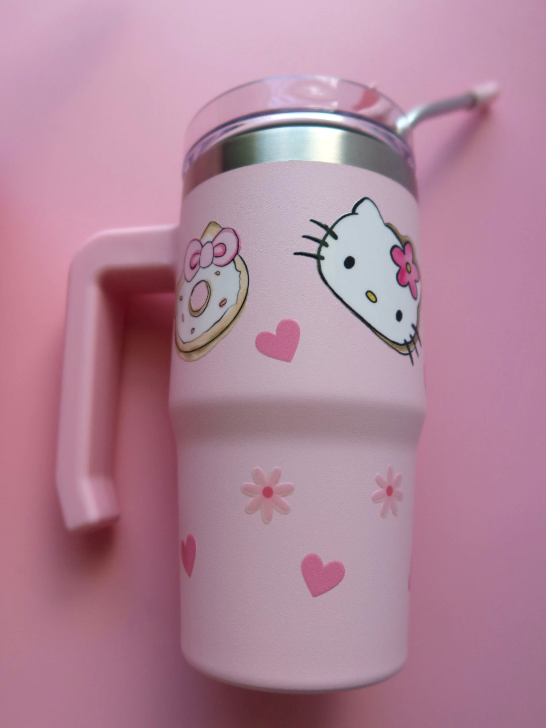 Kitty Donuts Hearts and Bows Kids 12oz Tumbler