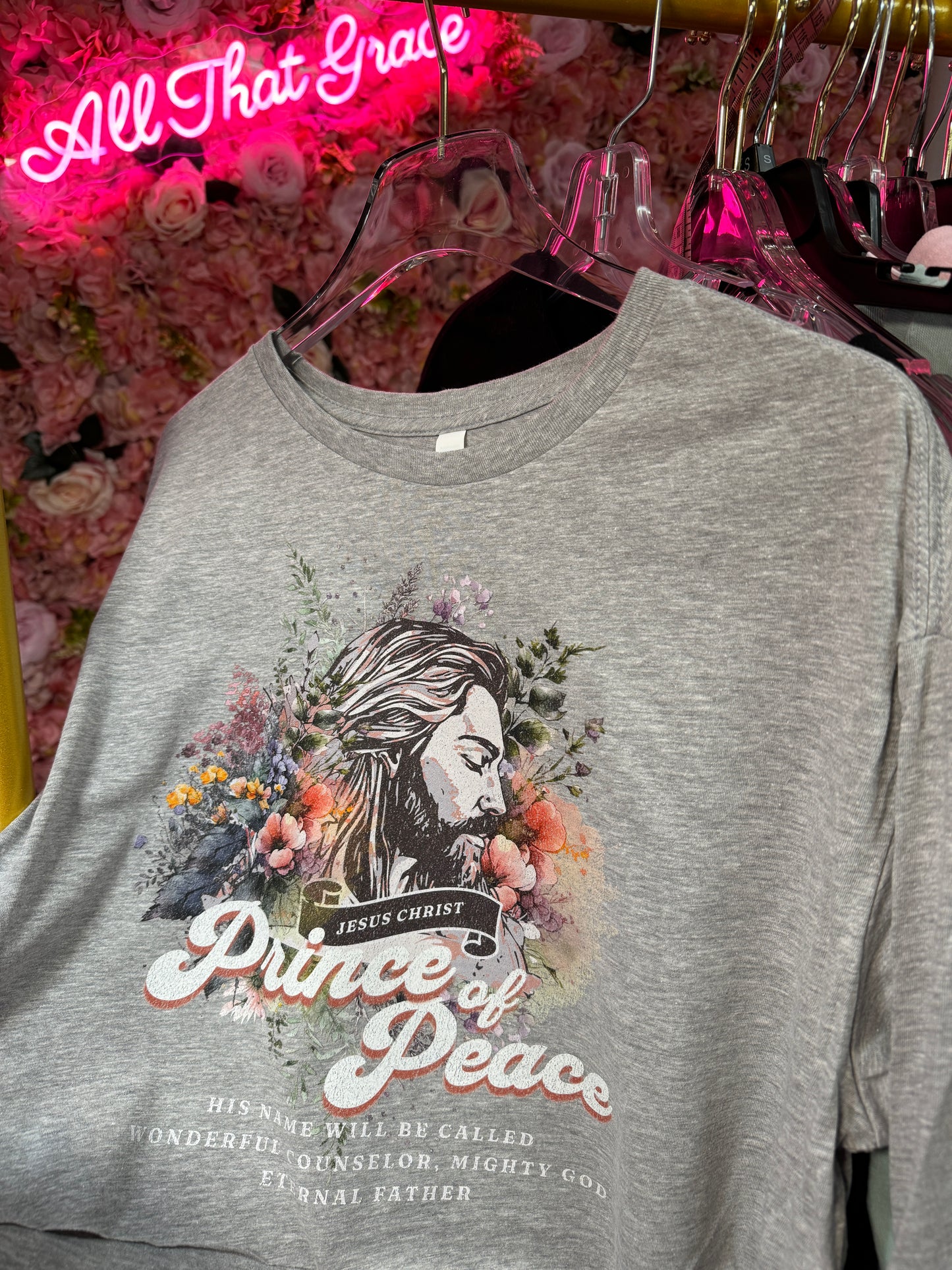 Prince Of Peace Jesus Christ Bible Verse Floral Tee